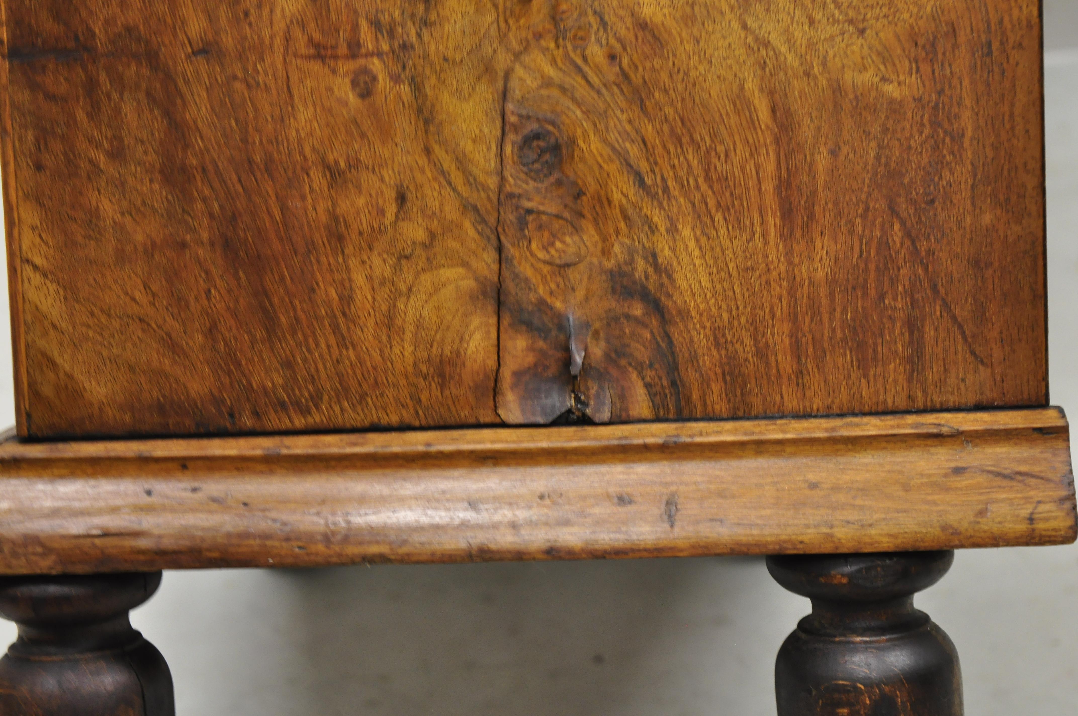 19th C. Antique Eastlake Victorian Marble Top Burl Walnut Nightstand Work Table 2