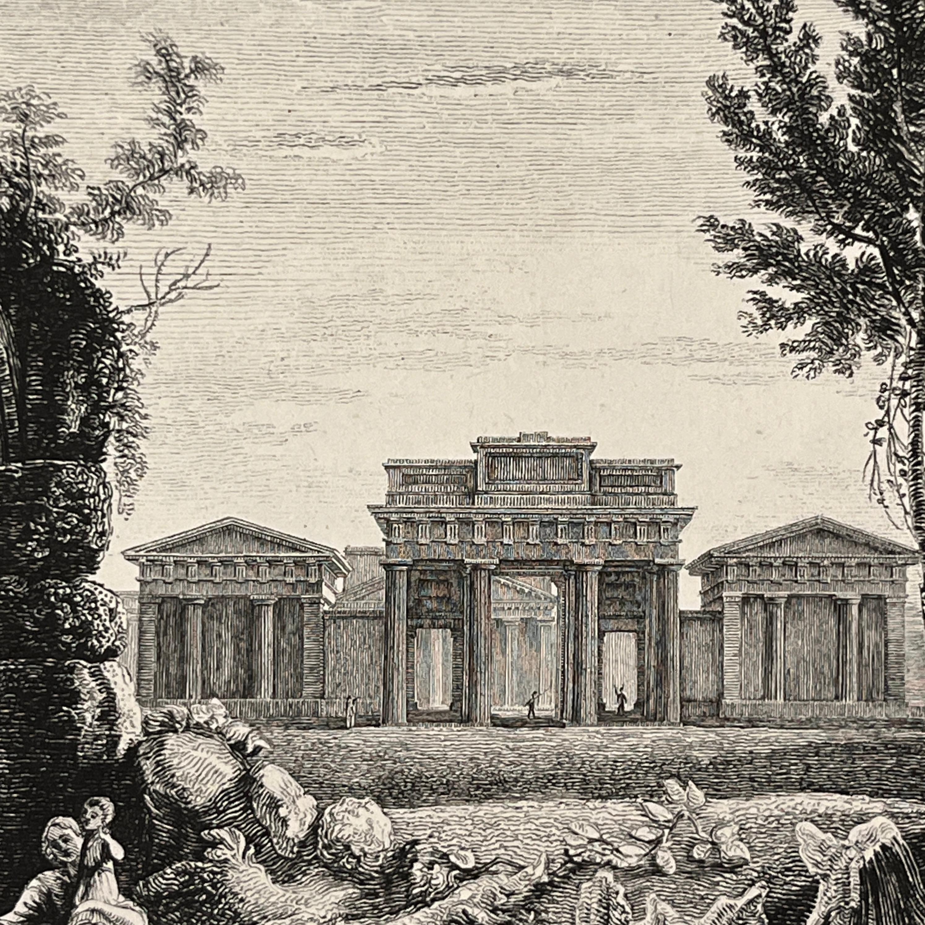 19th C. Antique English Chester Castle Gold Framed Green Mat Black White Etching For Sale 2