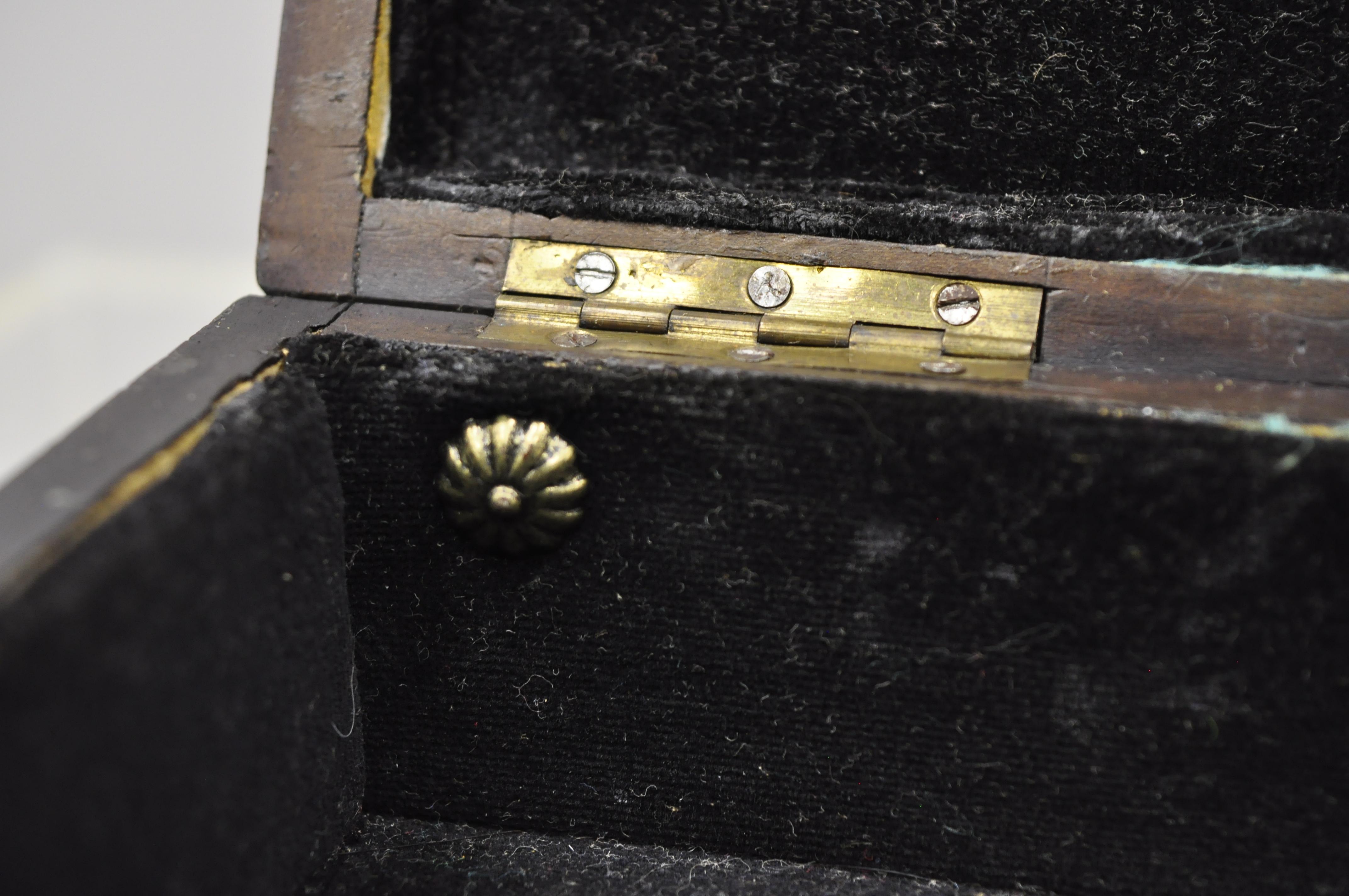 19th Century Antique English Ebonized Brass Bound Jewelry Trinket Desk Box 3