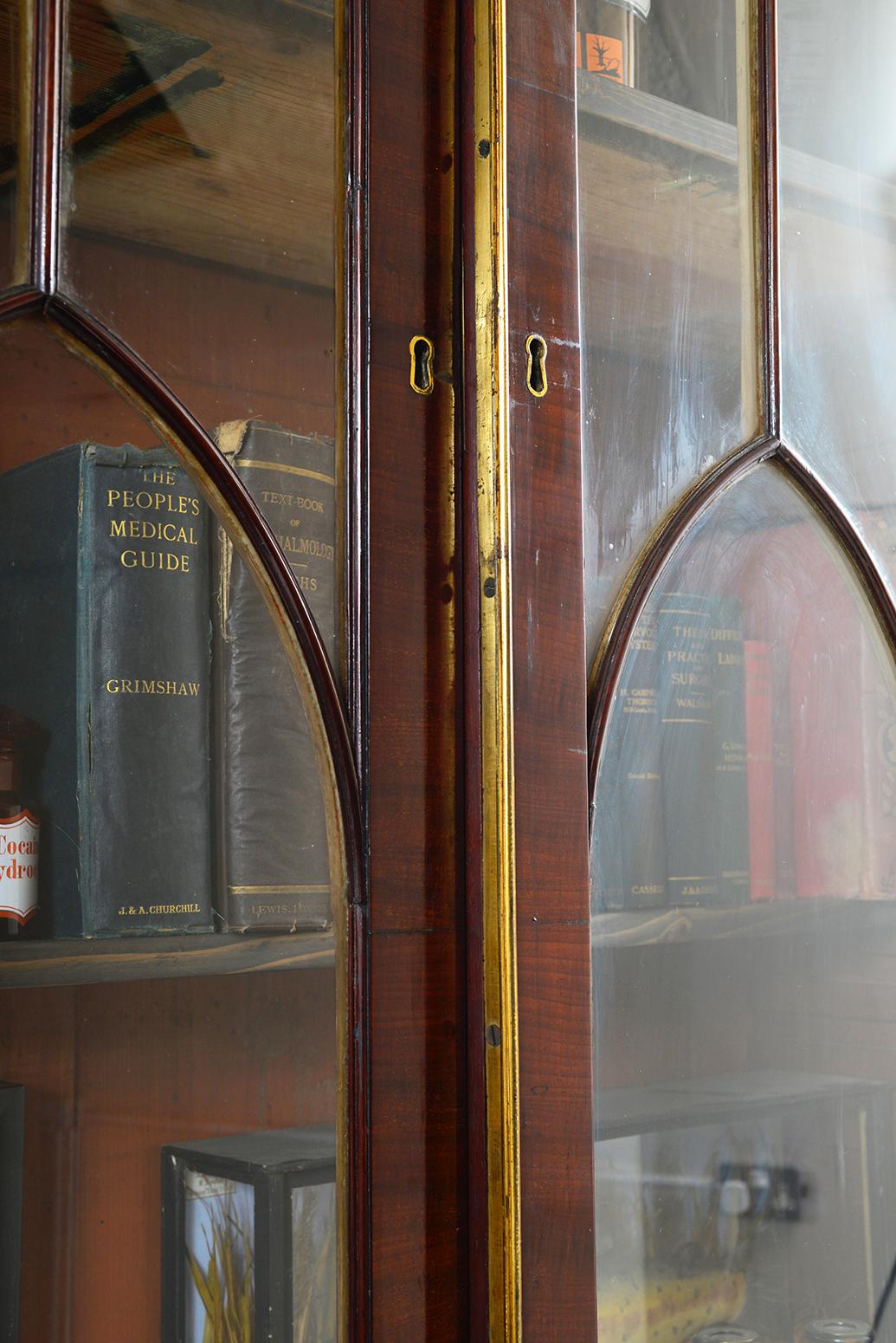 Antique English Regency Mahogany Secretaire Bookcase Library Office Desk 5