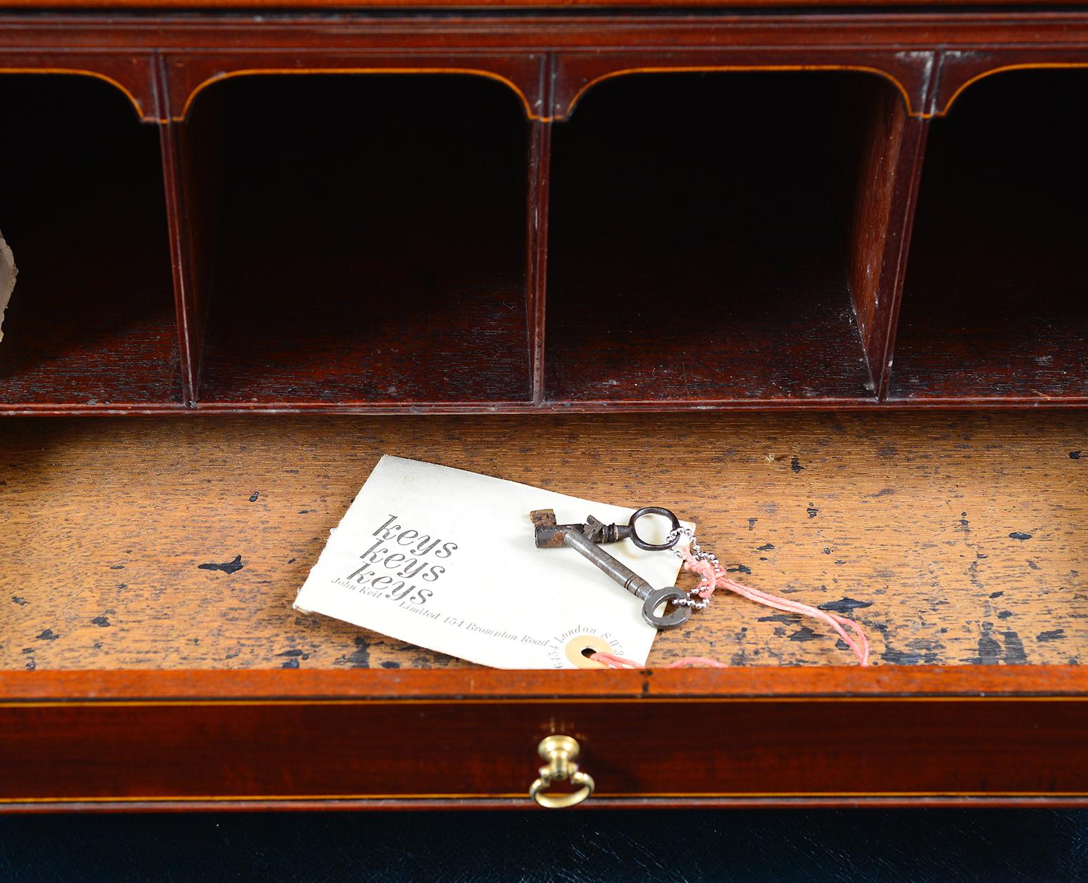 Antique English Regency Mahogany Secretaire Bookcase Library Office Desk 1