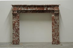 19th Century Antique Fireplace Mantel in Red Marble
