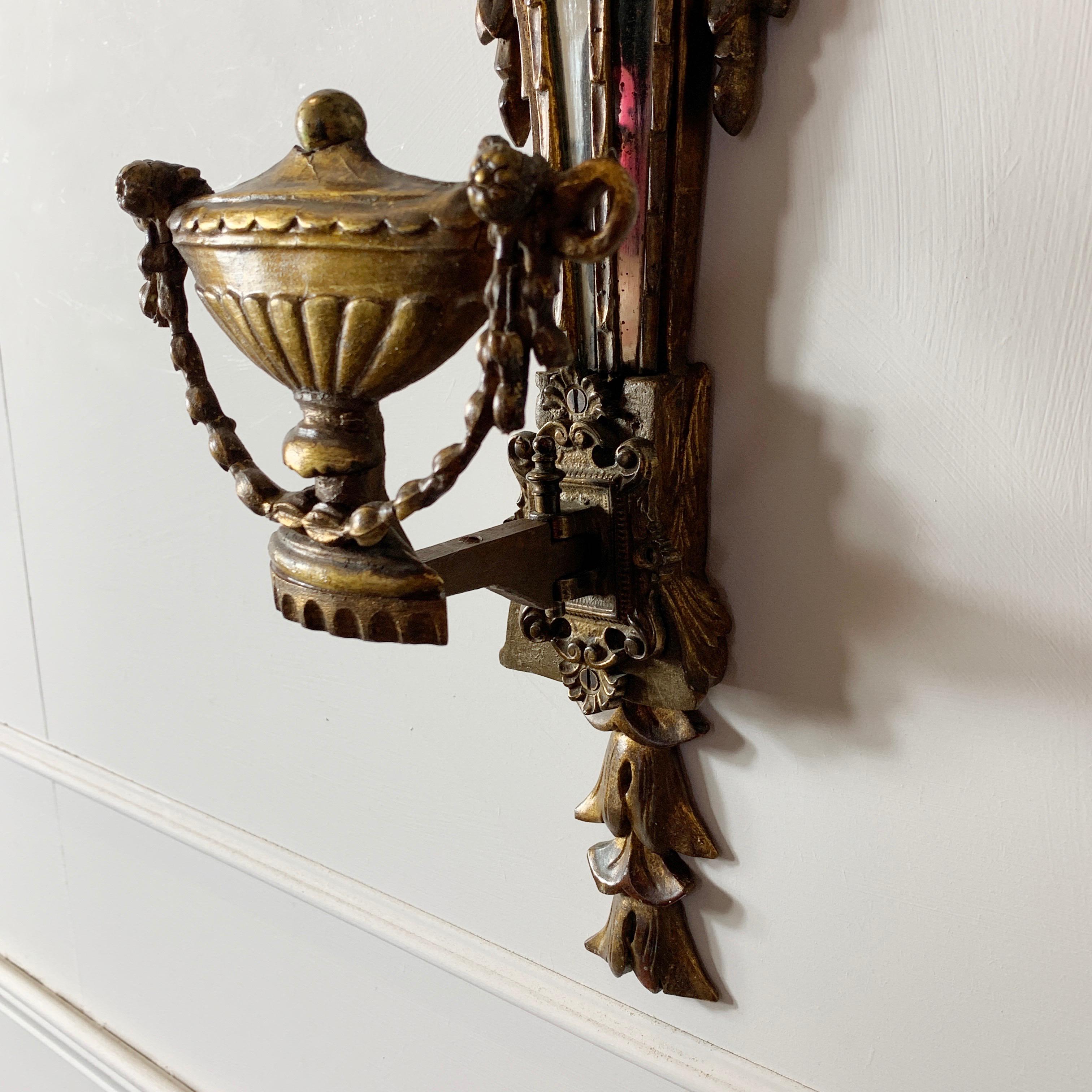 19th C Antique French, Gilt Faceted Mirror Wall Sconce For Sale 3