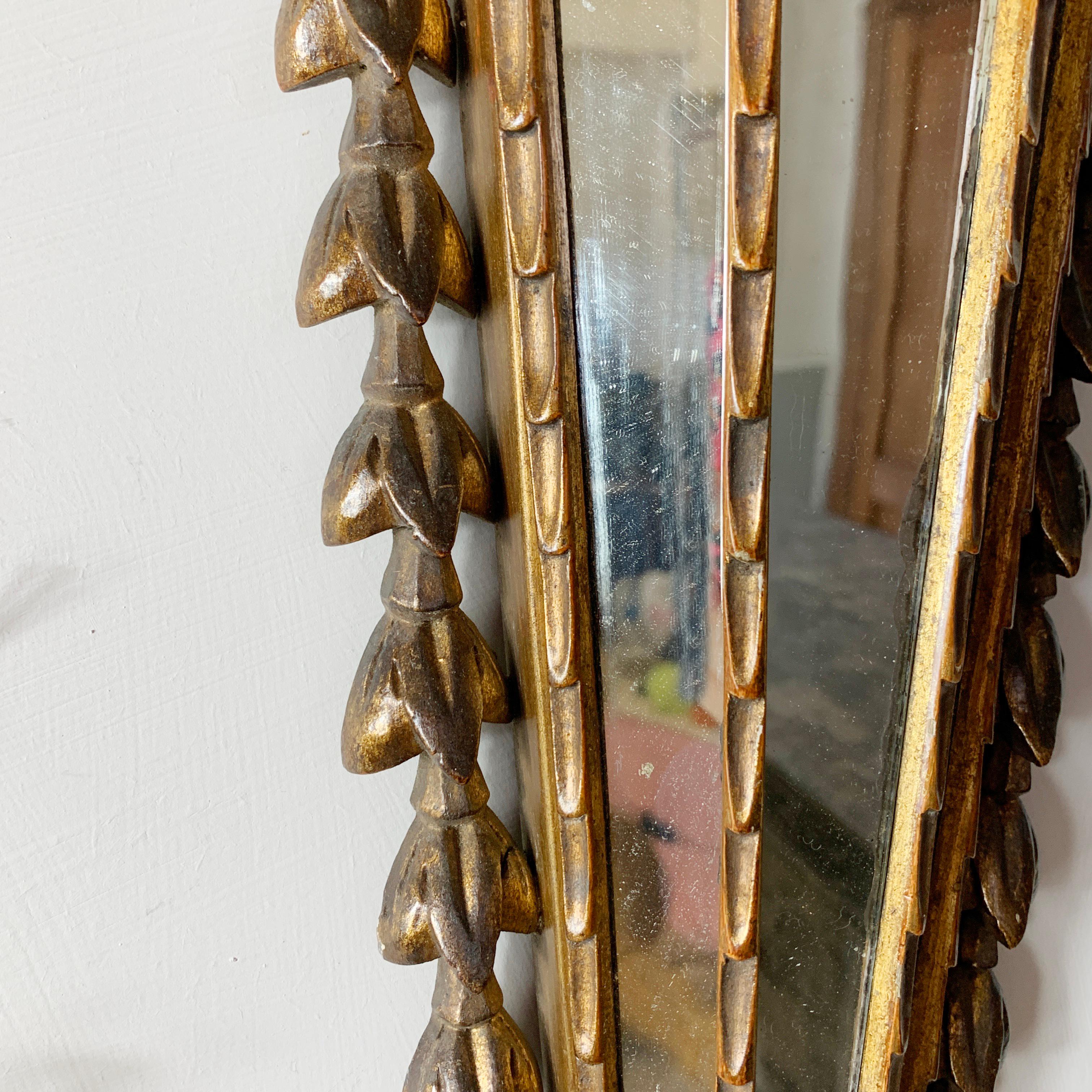19. Jahrhundert Antique French, vergoldeter Facettenspiegel Wandleuchter (Holz) im Angebot