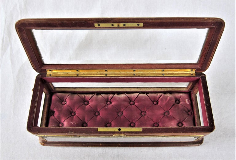 19th Century Antique French Glass and Leather Jewelry Box For Sale at  1stDibs