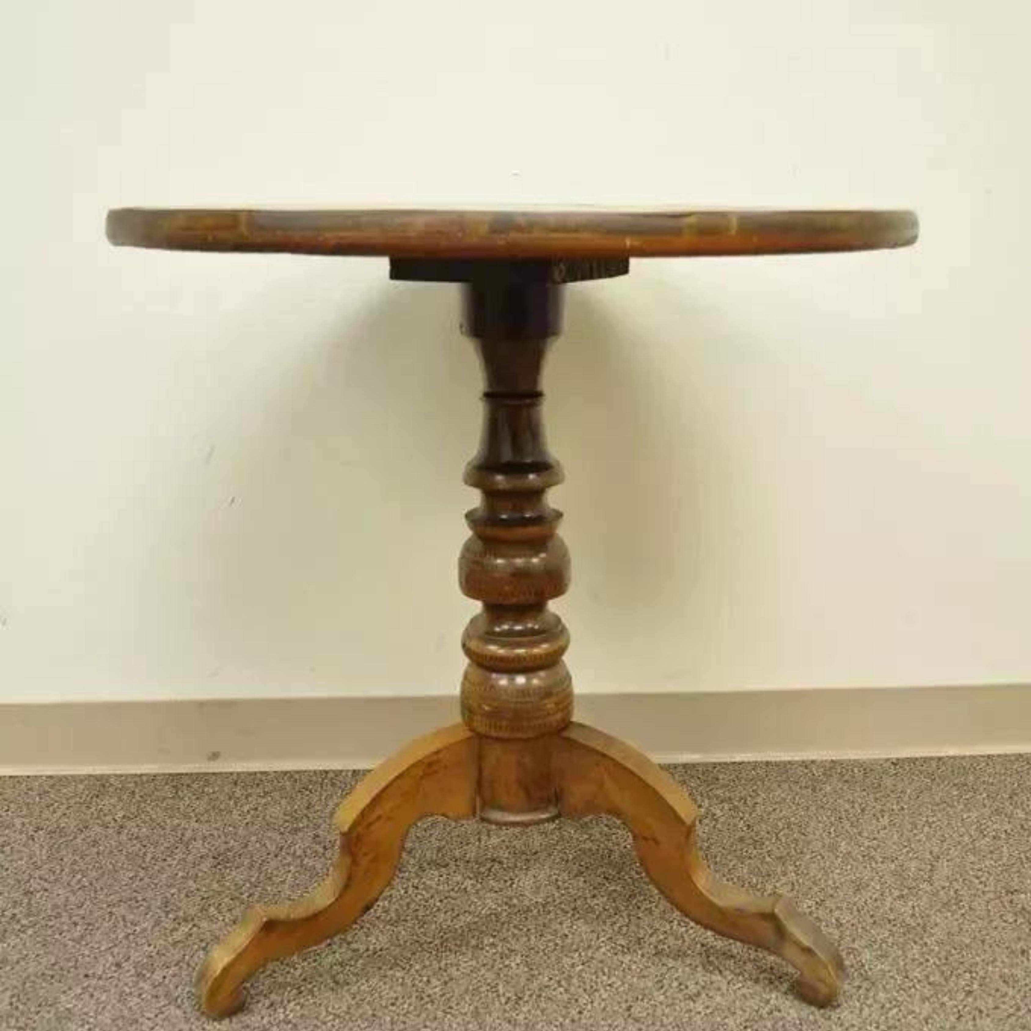 19th C Antique Italian Sorrentino Parquetry Inlaid Round Pedestal Center Table For Sale 4