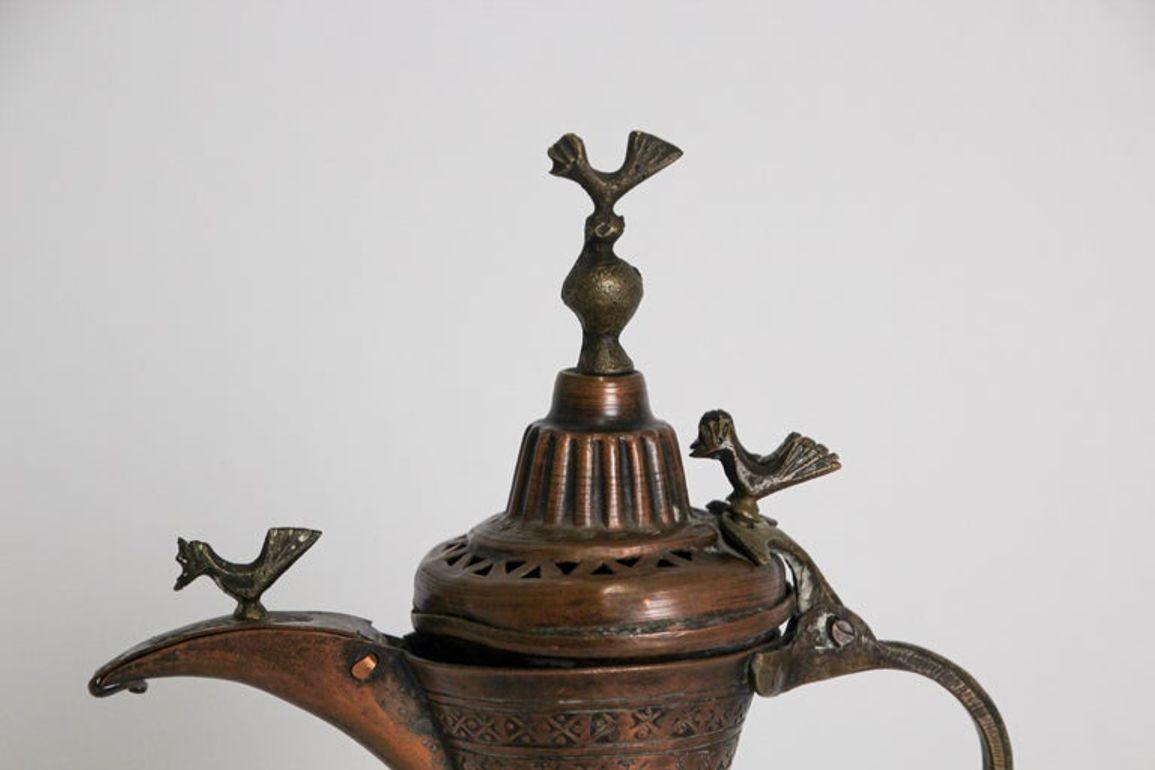 19th c Antique Middle Eastern Dallah Turkish Ottoman Bronze Copper Coffee Pot For Sale 7
