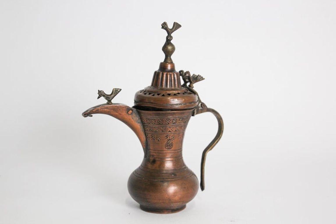 19th c Antique Middle Eastern Dallah Turkish Ottoman Bronze Copper Coffee Pot For Sale 11