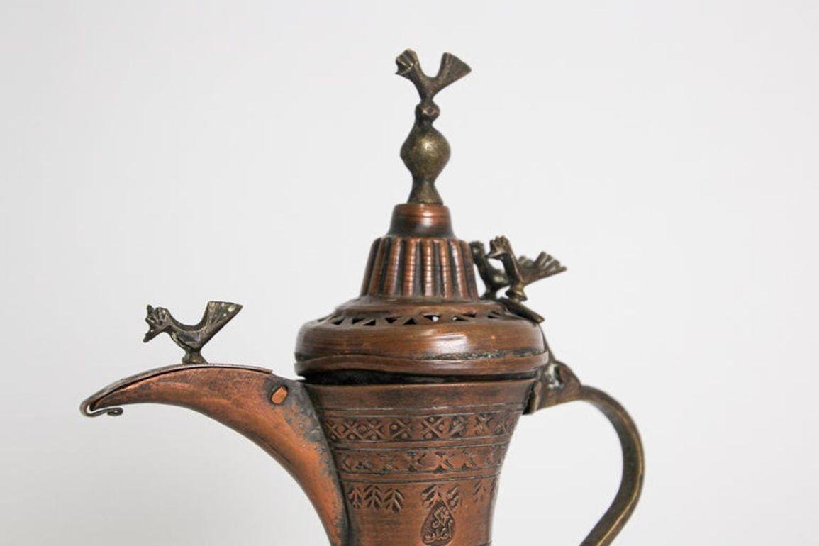 19th c Antique Middle Eastern Dallah Turkish Ottoman Bronze Copper Coffee Pot For Sale 12