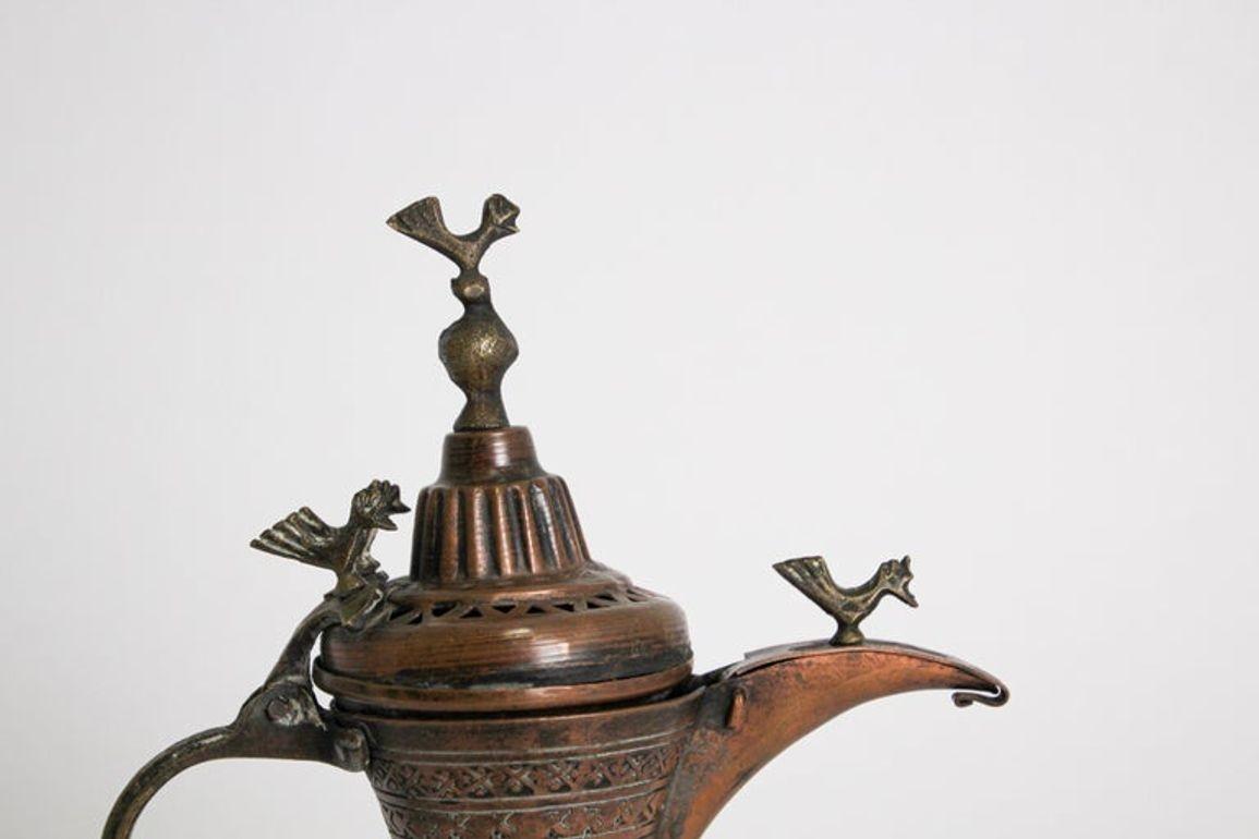 20th Century 19th c Antique Middle Eastern Dallah Turkish Ottoman Bronze Copper Coffee Pot For Sale