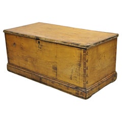 Antico baule a coda di rondine in legno del 19° secolo Primitive Country francese