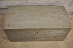 Antique Primitive Dome Top Dovetail Gray Blanket Blanket Chest Trunk
