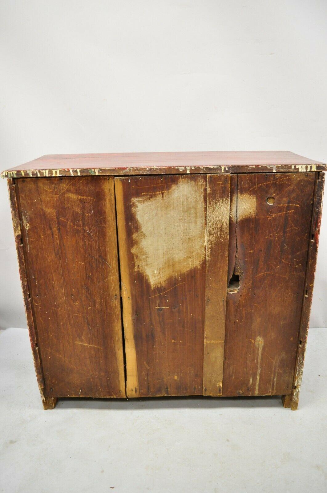 19th C Antique Primitive Red Grain Painted 4 Drawer Chest of Drawers Dresser 1