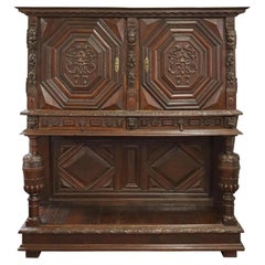 19th C. Antique Renaissance Revival, Carved, Large, 89" H Credence Cupboard!