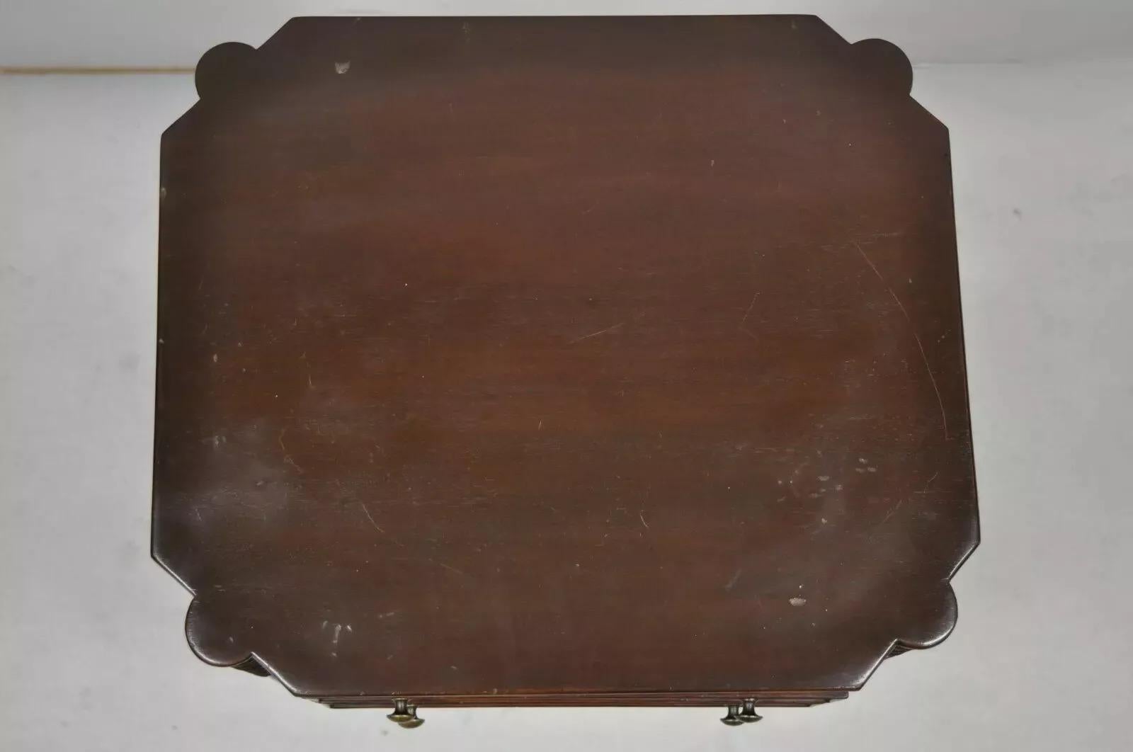 19th C. Antique Sheraton Tapered Leg Burl Wood 2 Drawer Nightstand Side Table For Sale 1