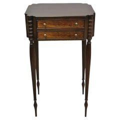 19. Jh. Antike Sheraton Tapered Leg Burl Wood 2 Drawer Nightstand Side Table