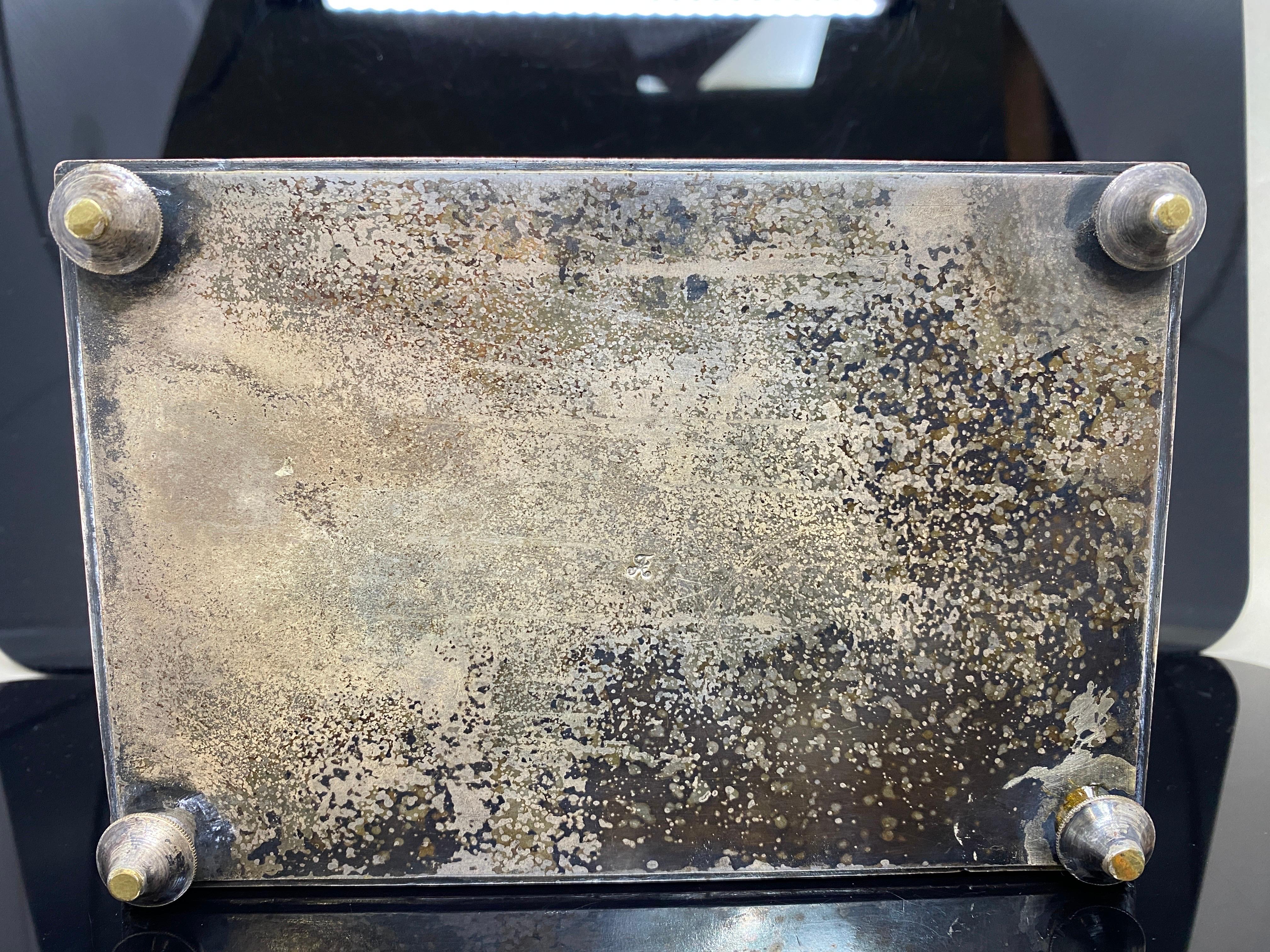 Antike versilberte Bronzeschachtel mit Scharnierschachtel mit Scharnier, Schmuckkästchen aus dem 19. Jahrhundert 11