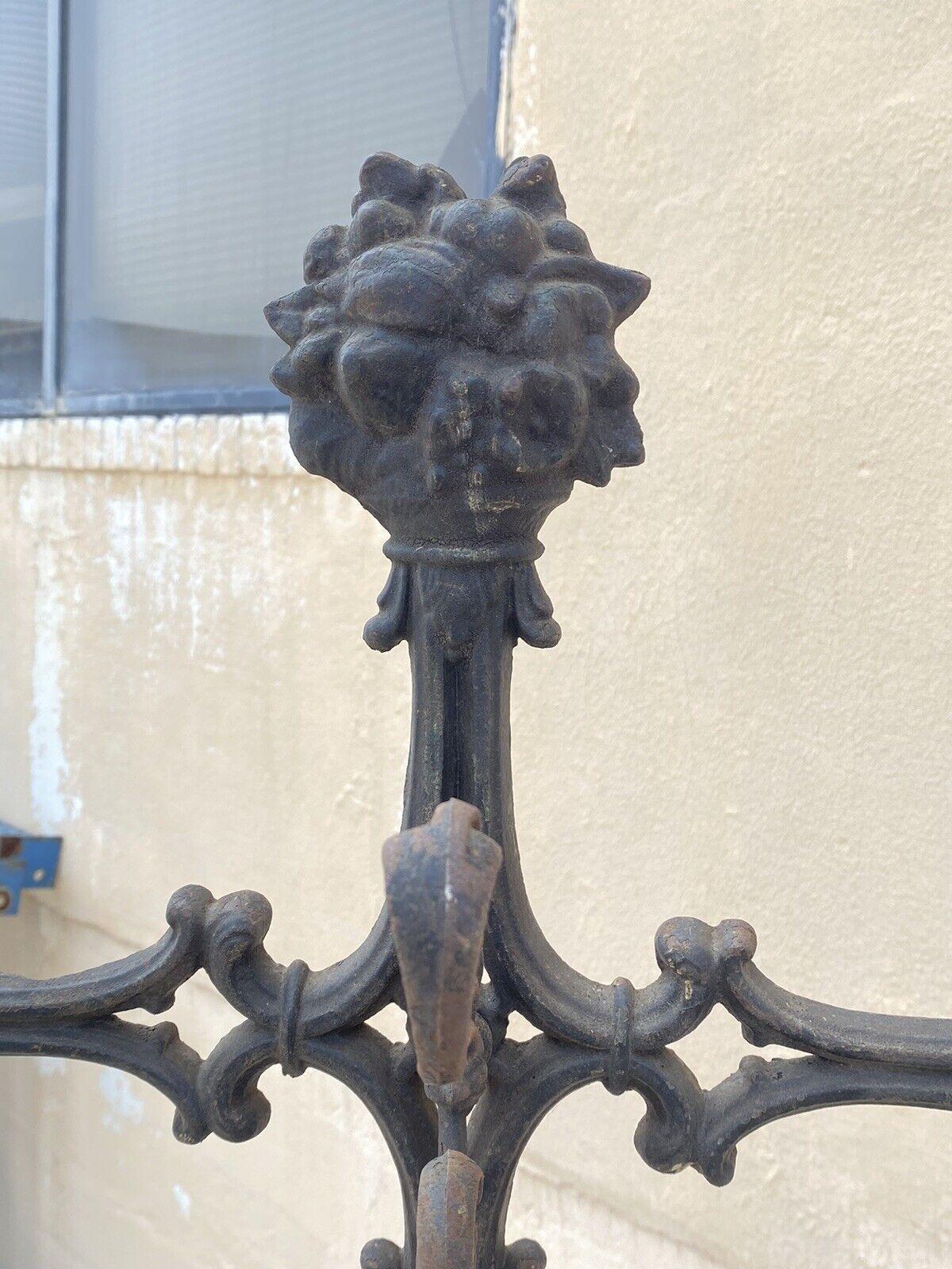 19th Century 19th C. Antique Victorian Cast Iron Rococo Hall Tree Coat Hook Umbrella Stand For Sale