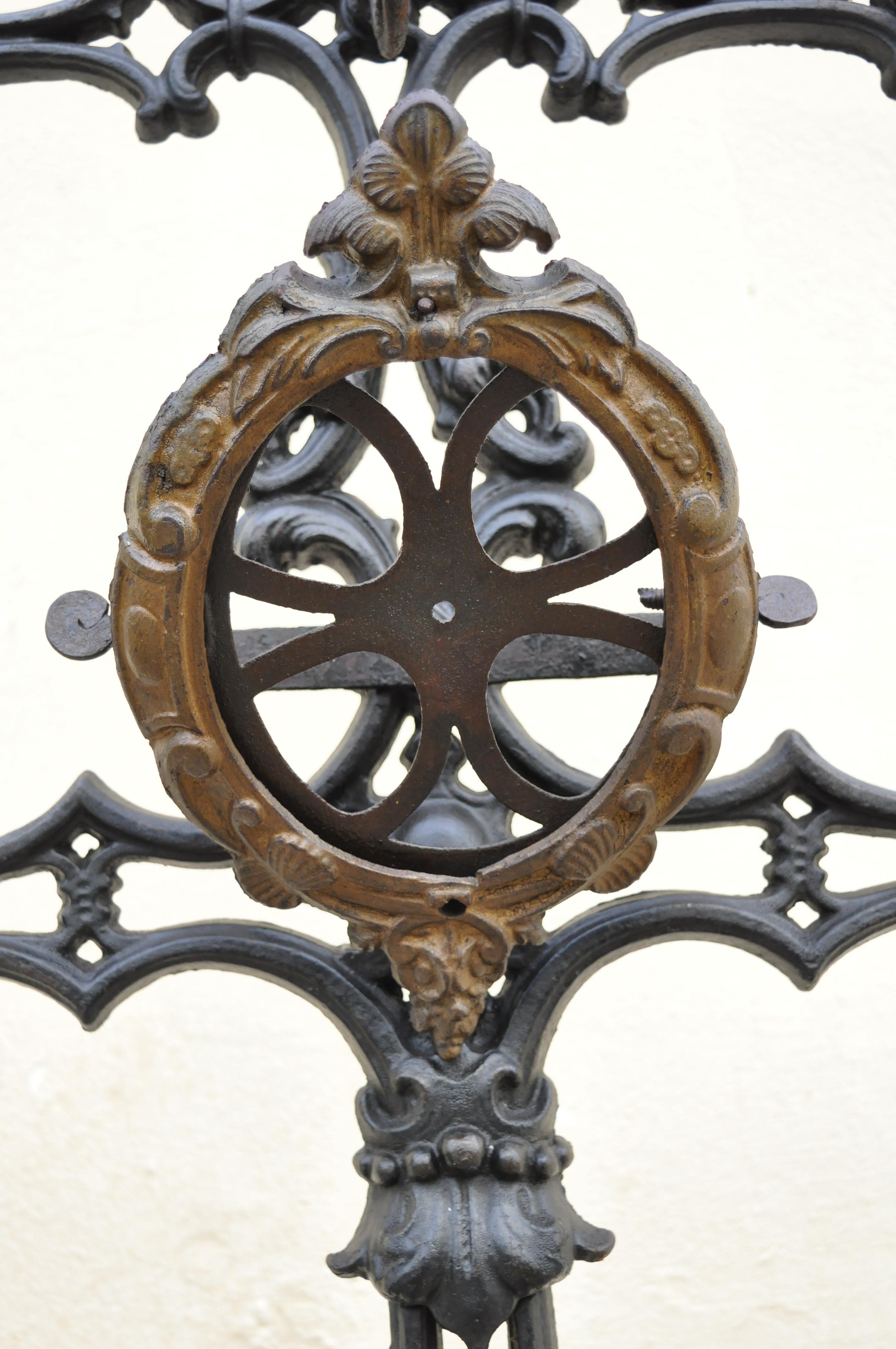 19th C. Antique Victorian Cast Iron Rococo Hall Tree Coat Hook Umbrella Stand In Good Condition In Philadelphia, PA