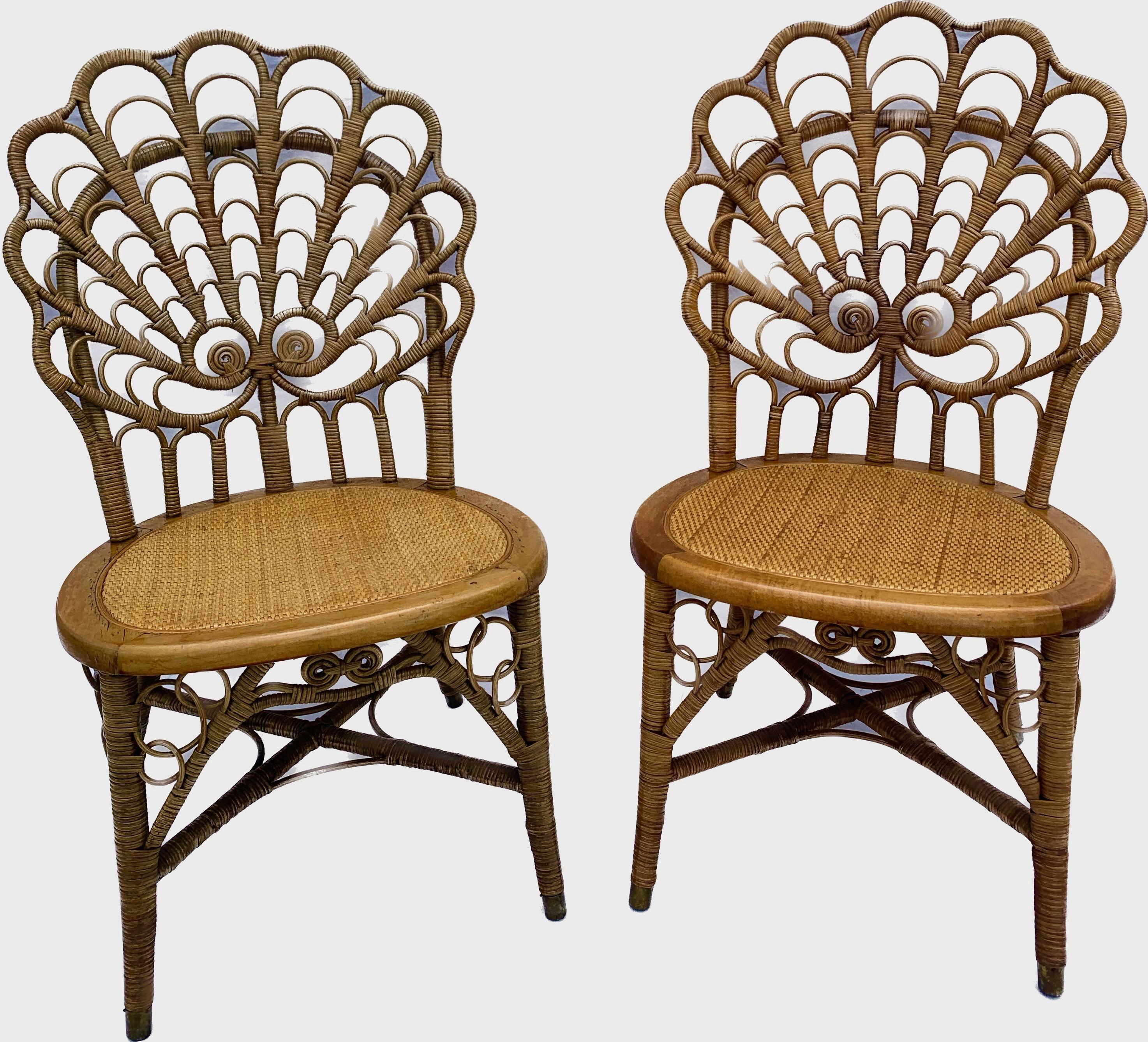 19th C. Antique Wicker Three Piece Shell Back Design Suite by Heywood Brothers In Good Condition In Nashua, NH