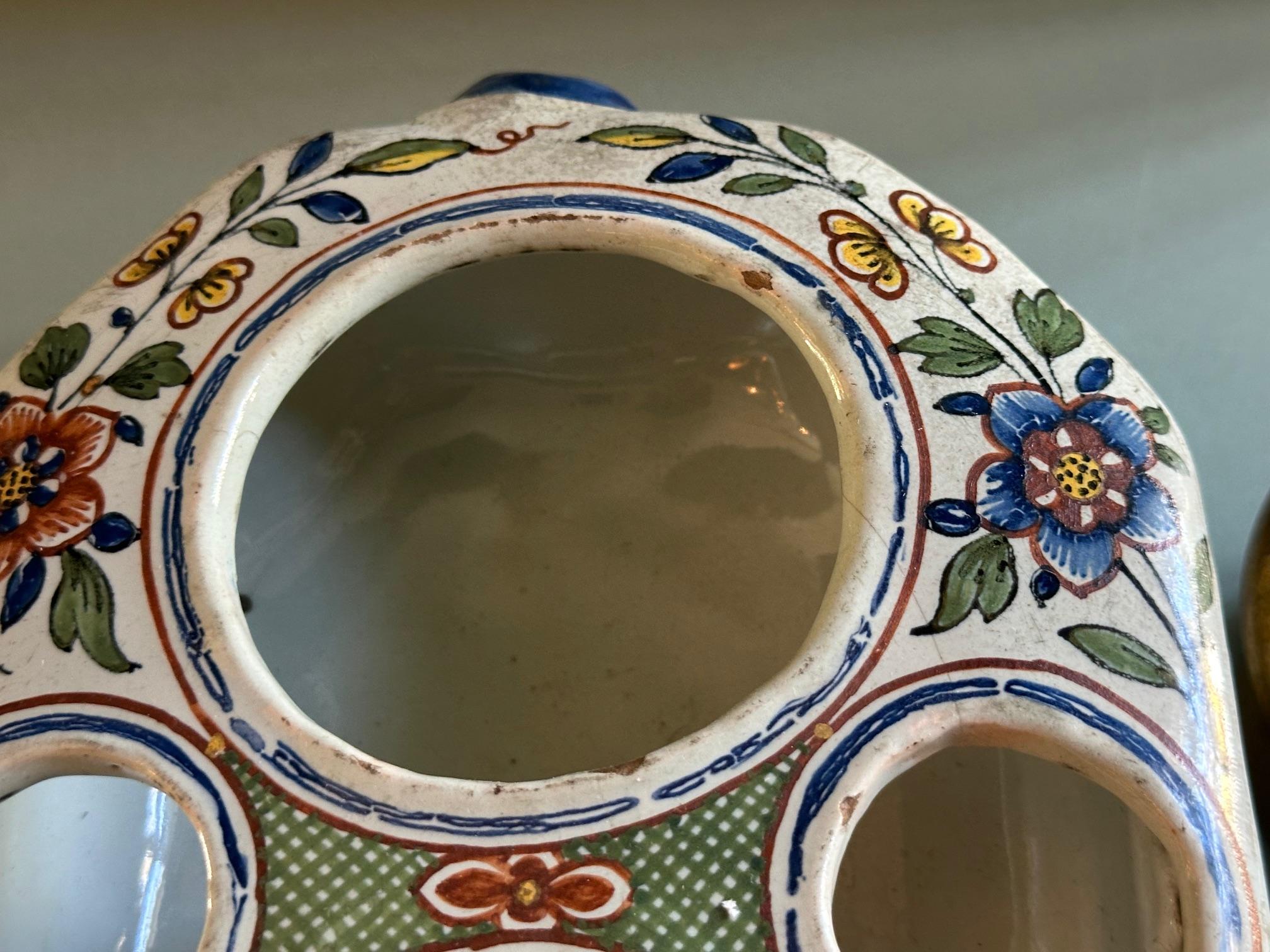 19th C. Antique Writing Stand Desk office Inkwell Center Piece Faience Porcelain For Sale 7