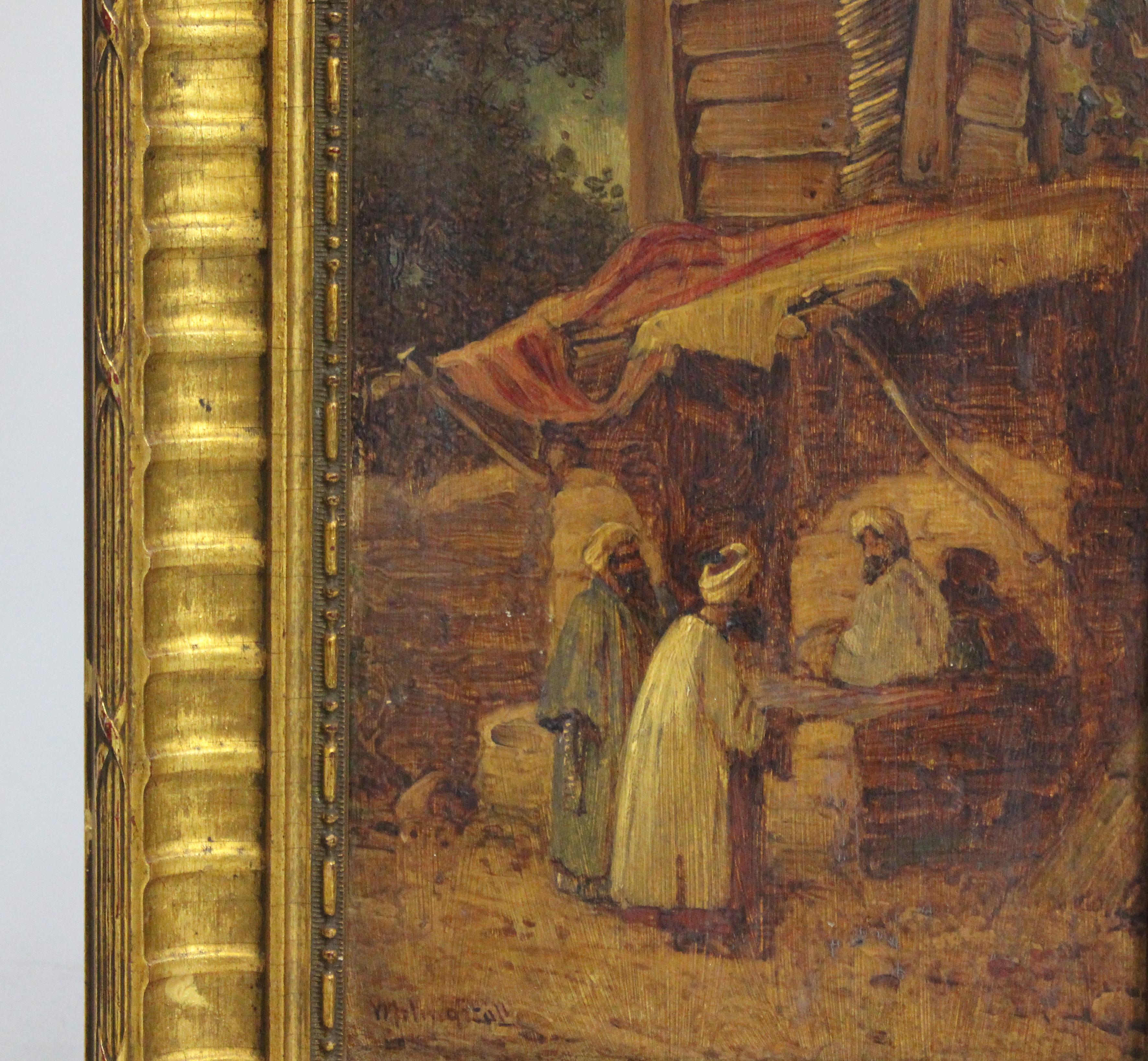 19th Century Arabian Market Scene Sketch Oil on Board For Sale 1