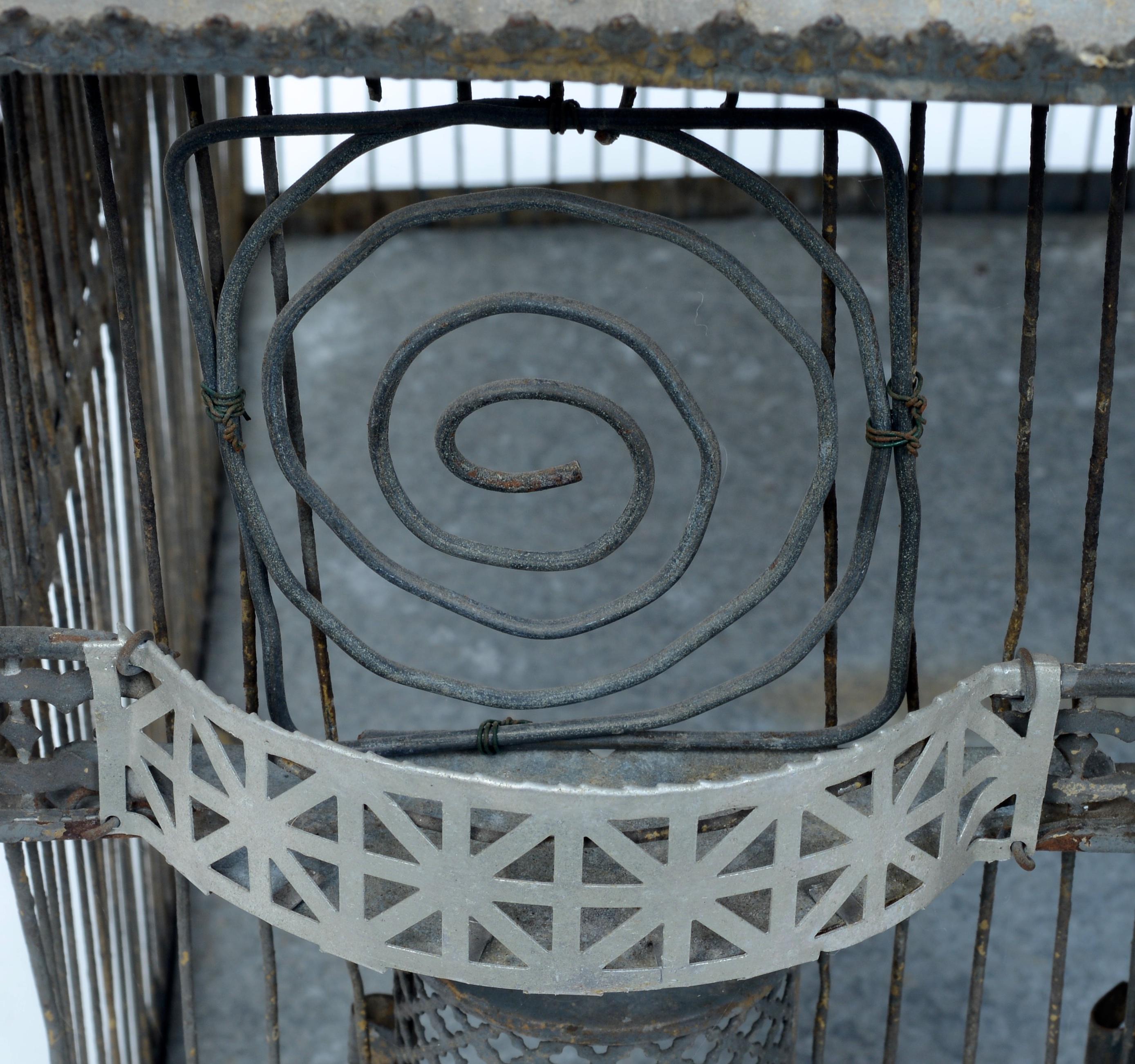 19th c Archietectural American Adirondack Lodge Folk Art Birdcage Old Blue Paint For Sale 8
