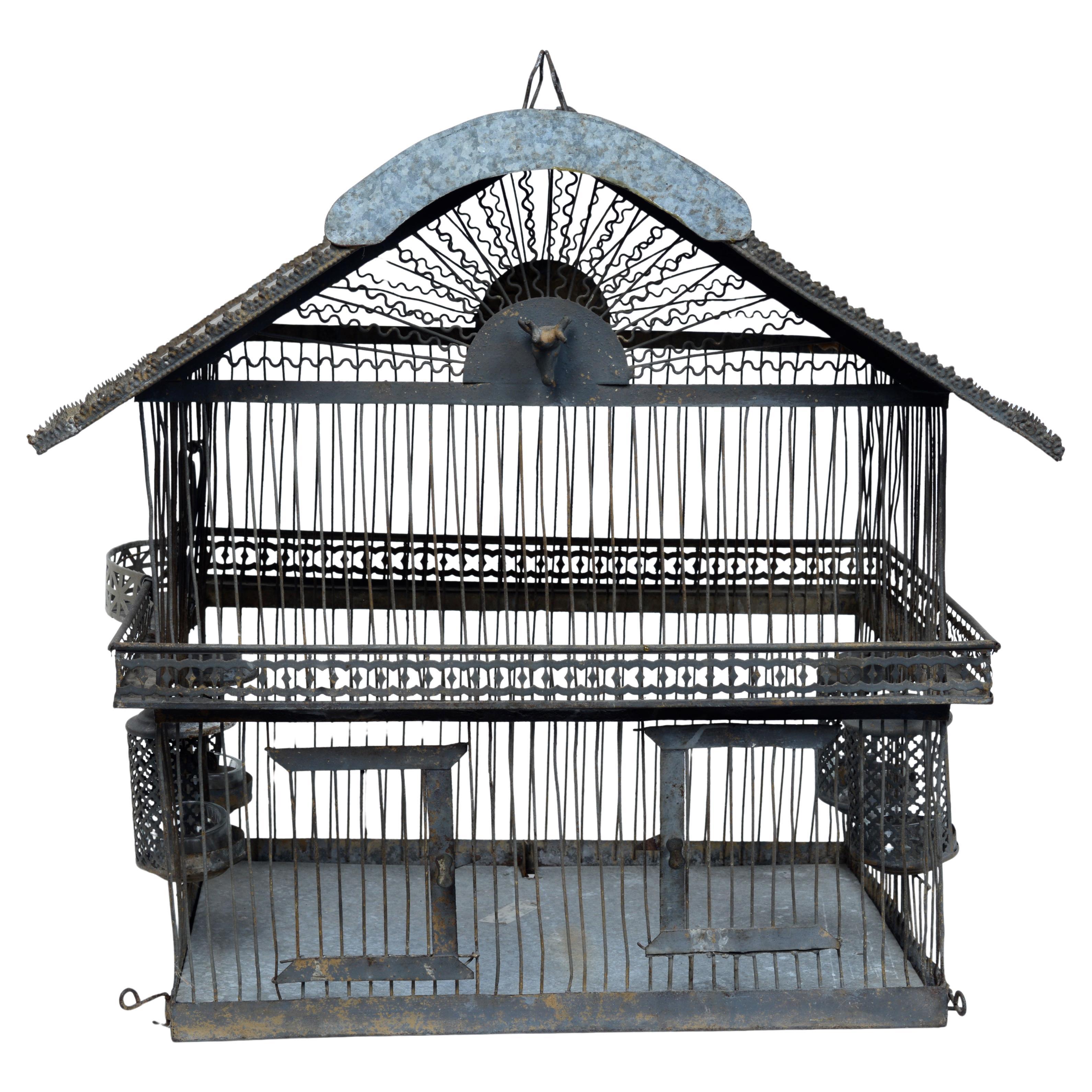 19th c Archietectural American Adirondack Lodge Folk Art Birdcage Old Blue Paint