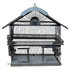 19ème c Archietectural American Adirondack Lodge Folk Art Birdcage Old Blue Paint