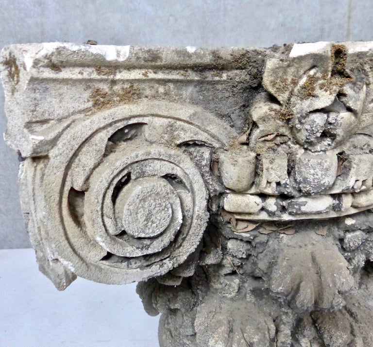 19th Century Architectural Salvage Limestone Pillar Column Capitals at