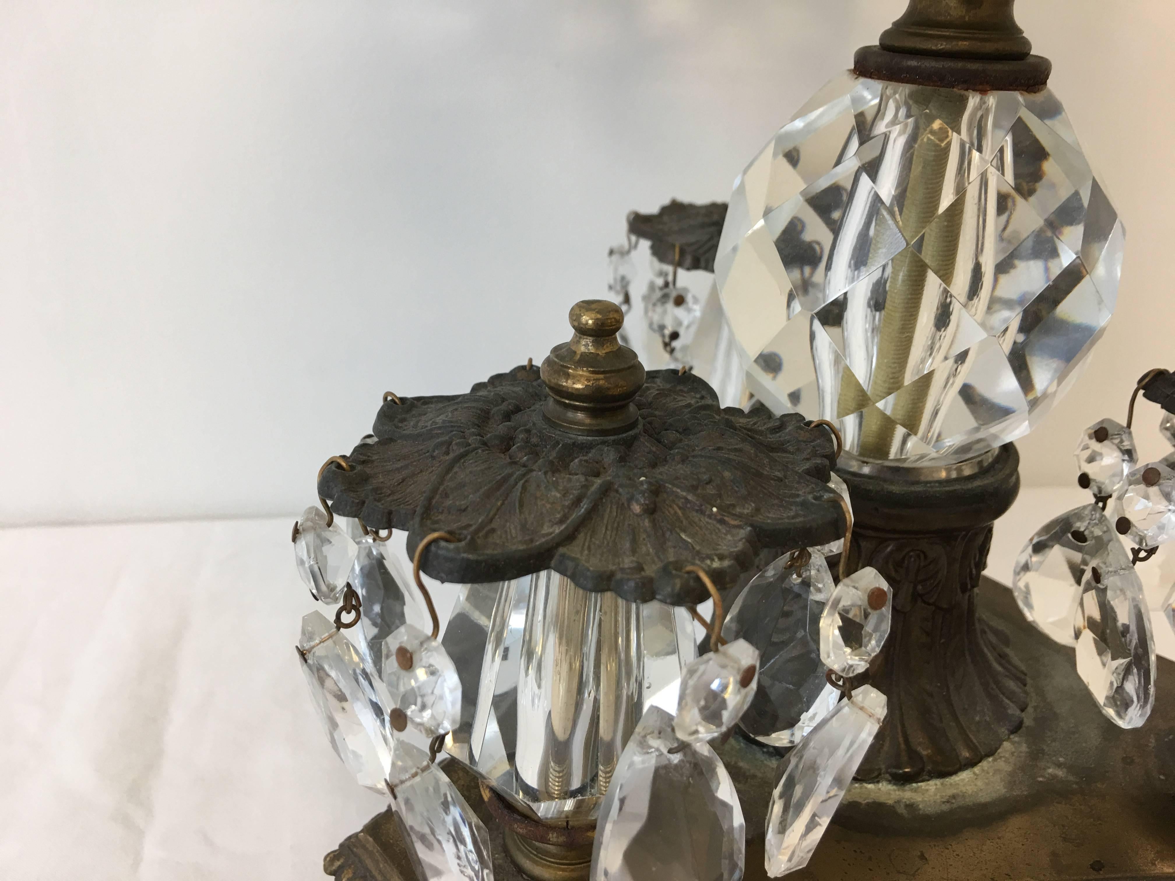 19th Century Art Nouveau Large Crystal and Bronze Compote Bowl For Sale 2