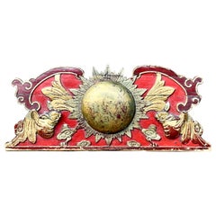 19th-C. Asian / Chinese Architectural Carved Wood Wall Fragment with Sunburst