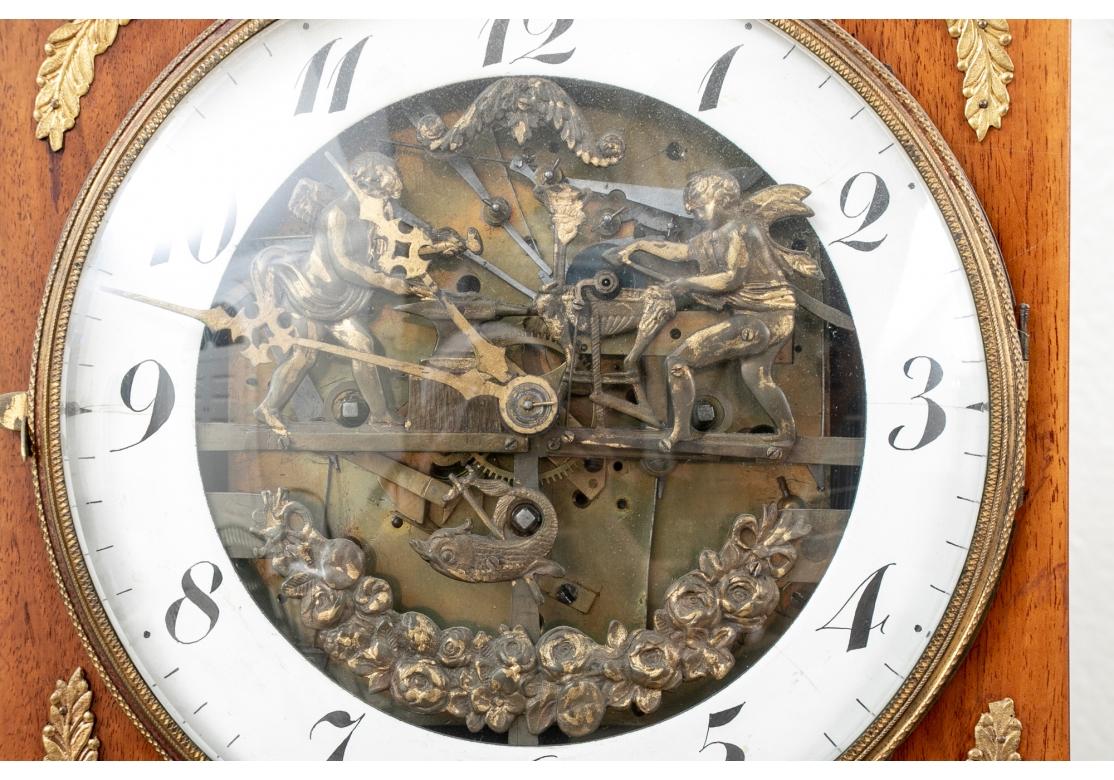 Empire 19th Century Atrium Form Dutch Fruitwood Gilt Metal Mantel Clock For Sale