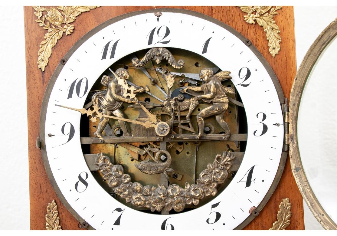 19th Century Atrium Form Dutch Fruitwood Gilt Metal Mantel Clock For Sale 2