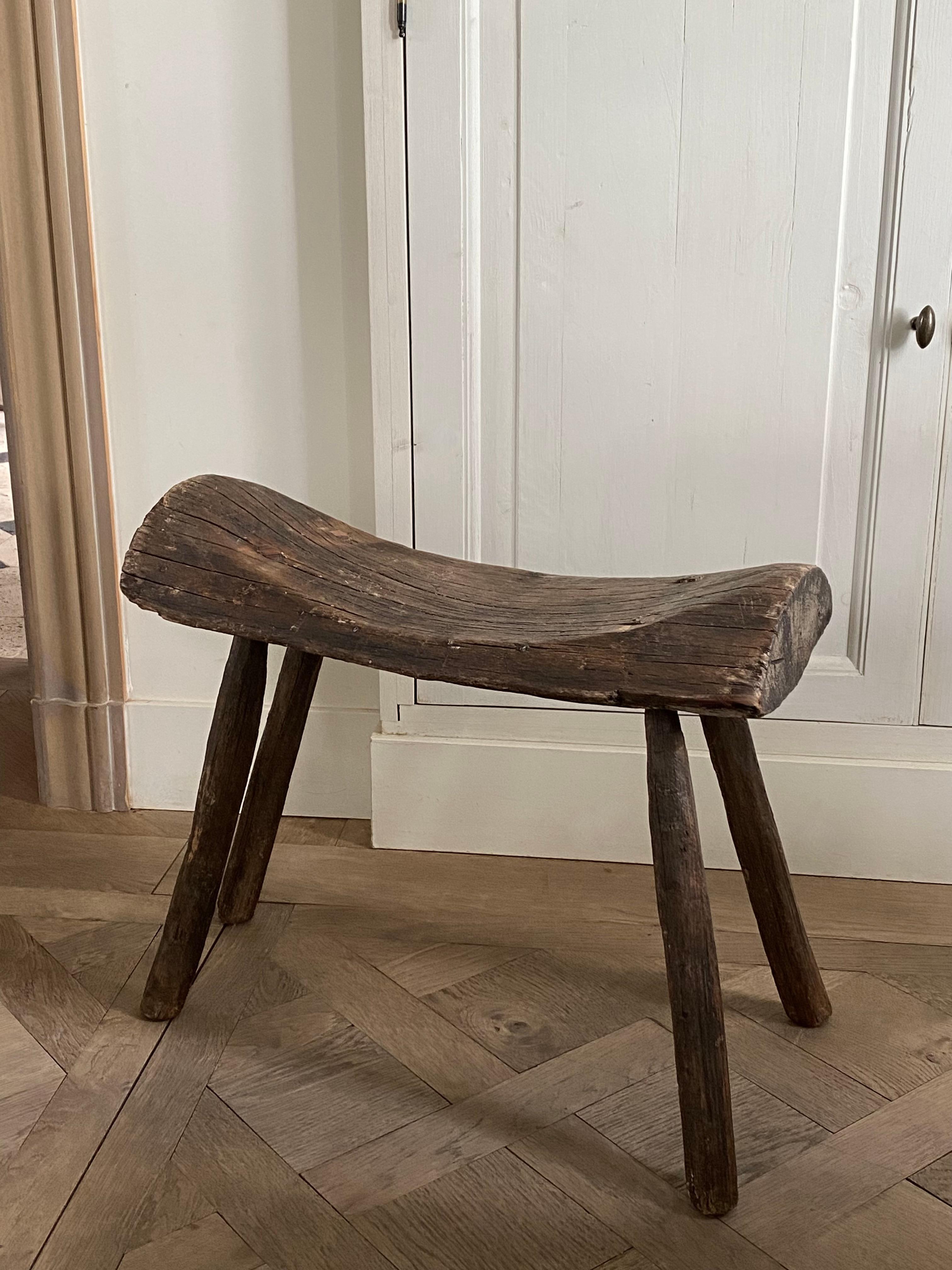 Two 19th century Austrian saddle stools, available as a set.
Just a little different and separate, yet very beautiful together.
They are also slightly different in size.
Unique pieces, rare.

We ship safely, worldwide. Feel free to ask for your