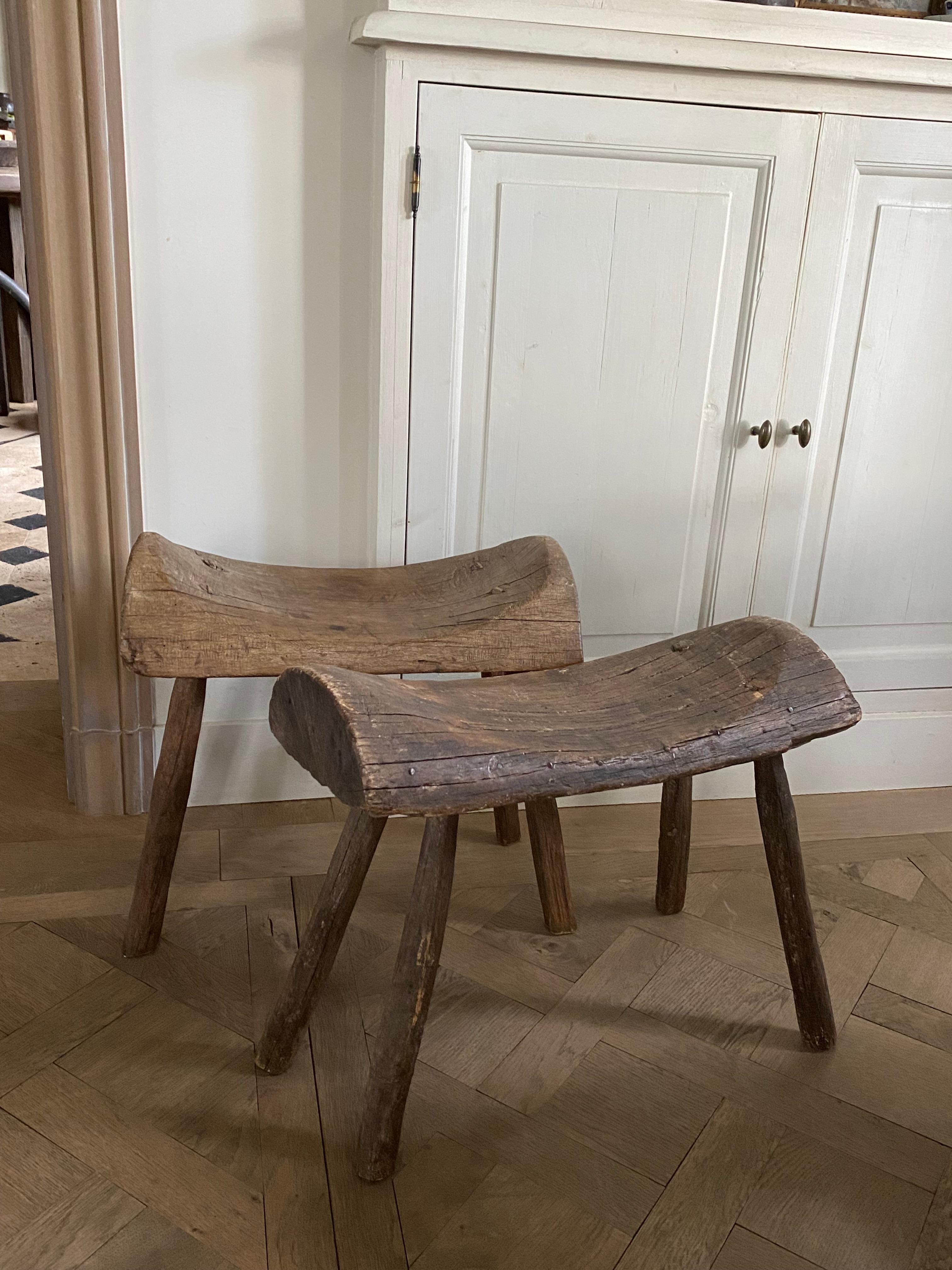 19th C Austrian Oak Saddle Stools For Sale 1