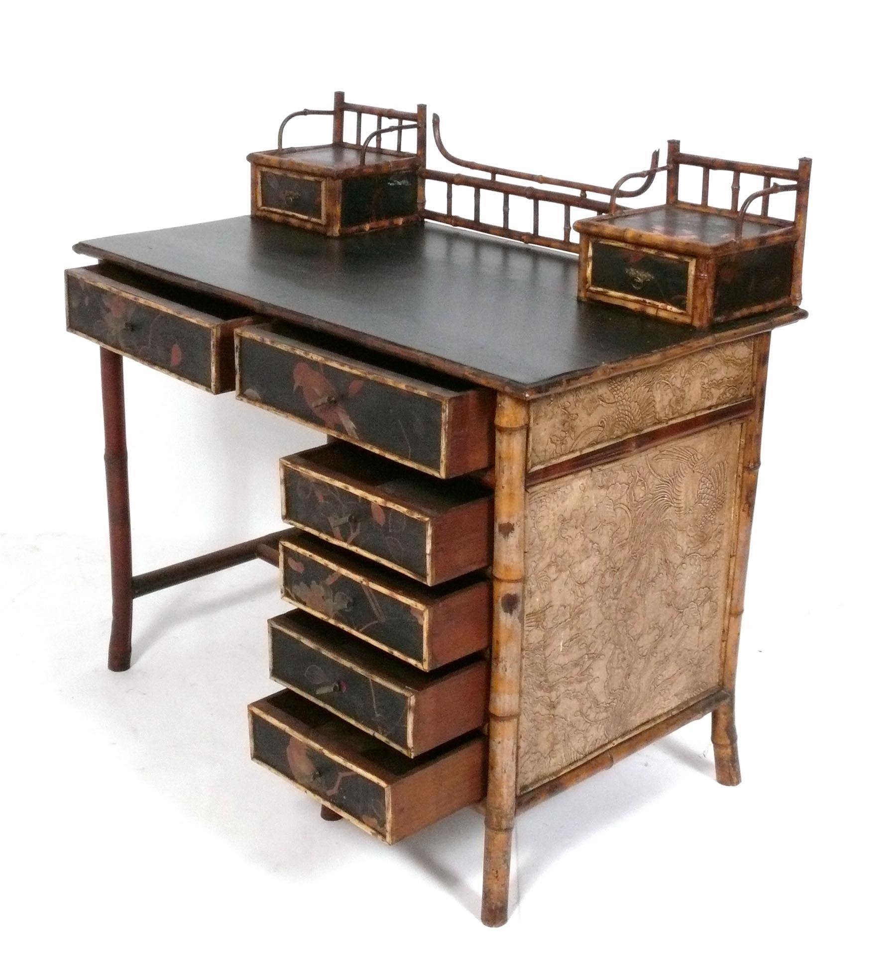 French 19th C. Bamboo Chinoiserie Desk