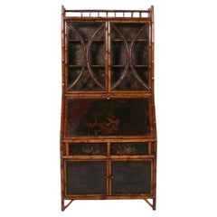 19th C. Bamboo Chinoiserie Secretary or Cabinet