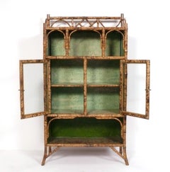 19th C. Bamboo Vitrine Cabinet Aesthetic Movement