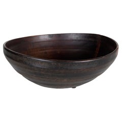 19th C Banded Wood Bowl with Repairs