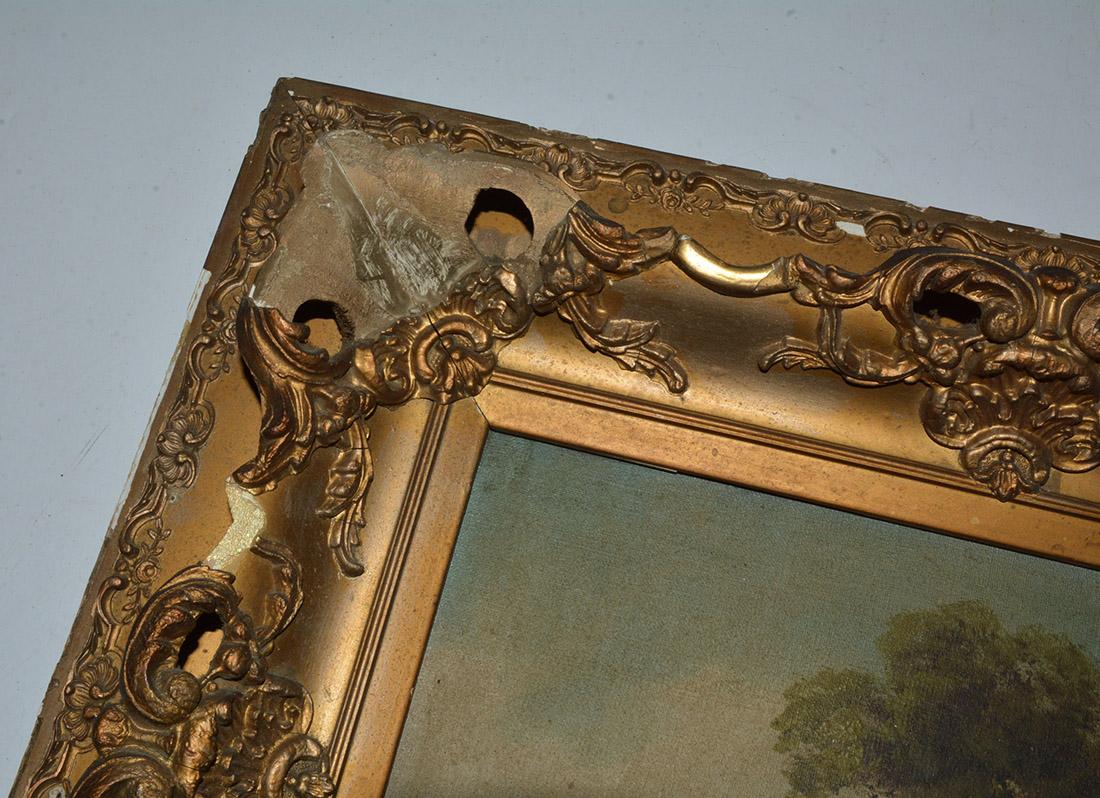 19th Century Barbizon Style Landscape Painting In Distressed Condition In Sheffield, MA