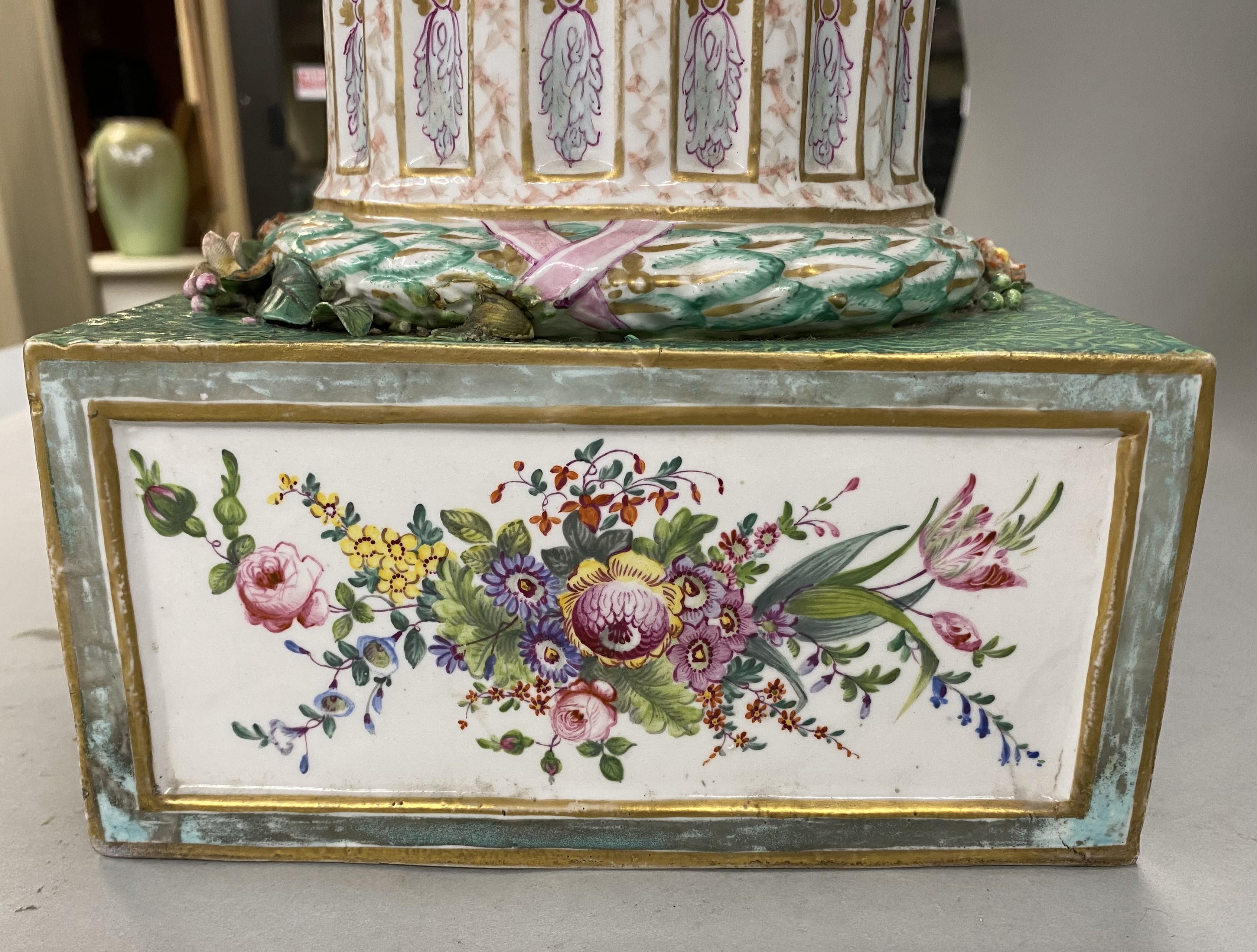 19th c Beautifully Decorated German Porcelain Figural Clock, Probably Meissen For Sale 5