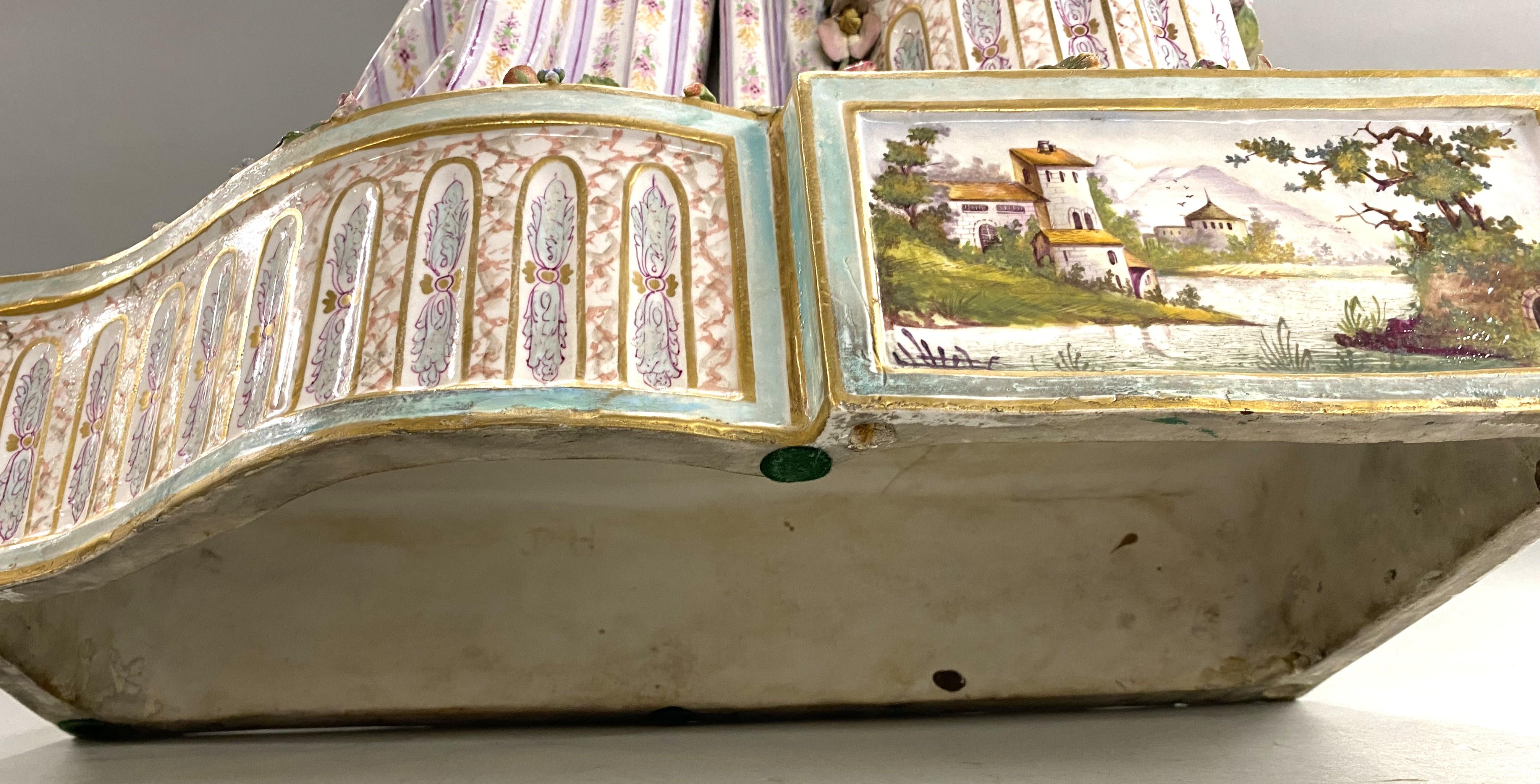 19th c Beautifully Decorated German Porcelain Figural Clock, Probably Meissen For Sale 14