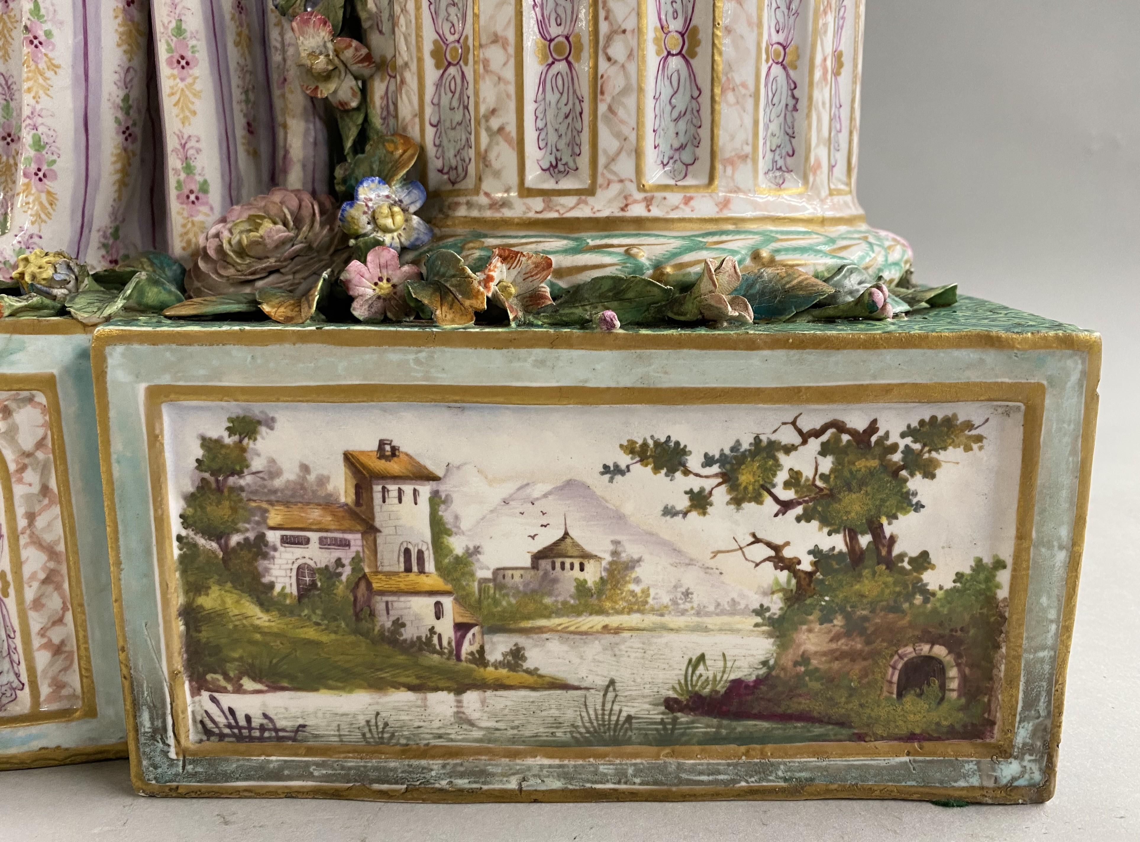 19th c Beautifully Decorated German Porcelain Figural Clock, Probably Meissen For Sale 3