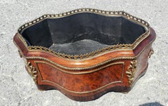 19th C. Beaux Arts Mahogany & Kingwood Marquetry and Burl Mixed Wood Jardiniere
