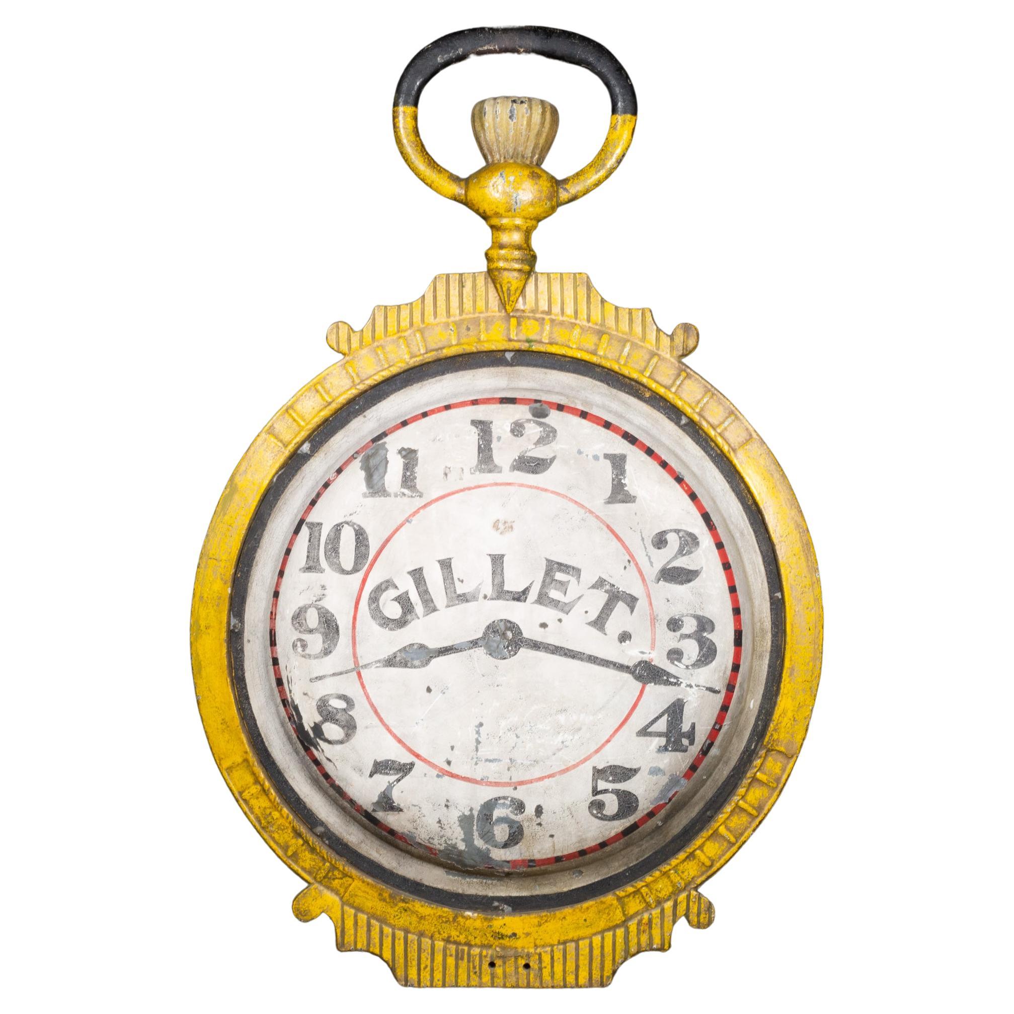 19. Jh. Belgisches Gusseisen-Uhrmacher-Ladenschild, ca. 1860-1890-Frei Versand