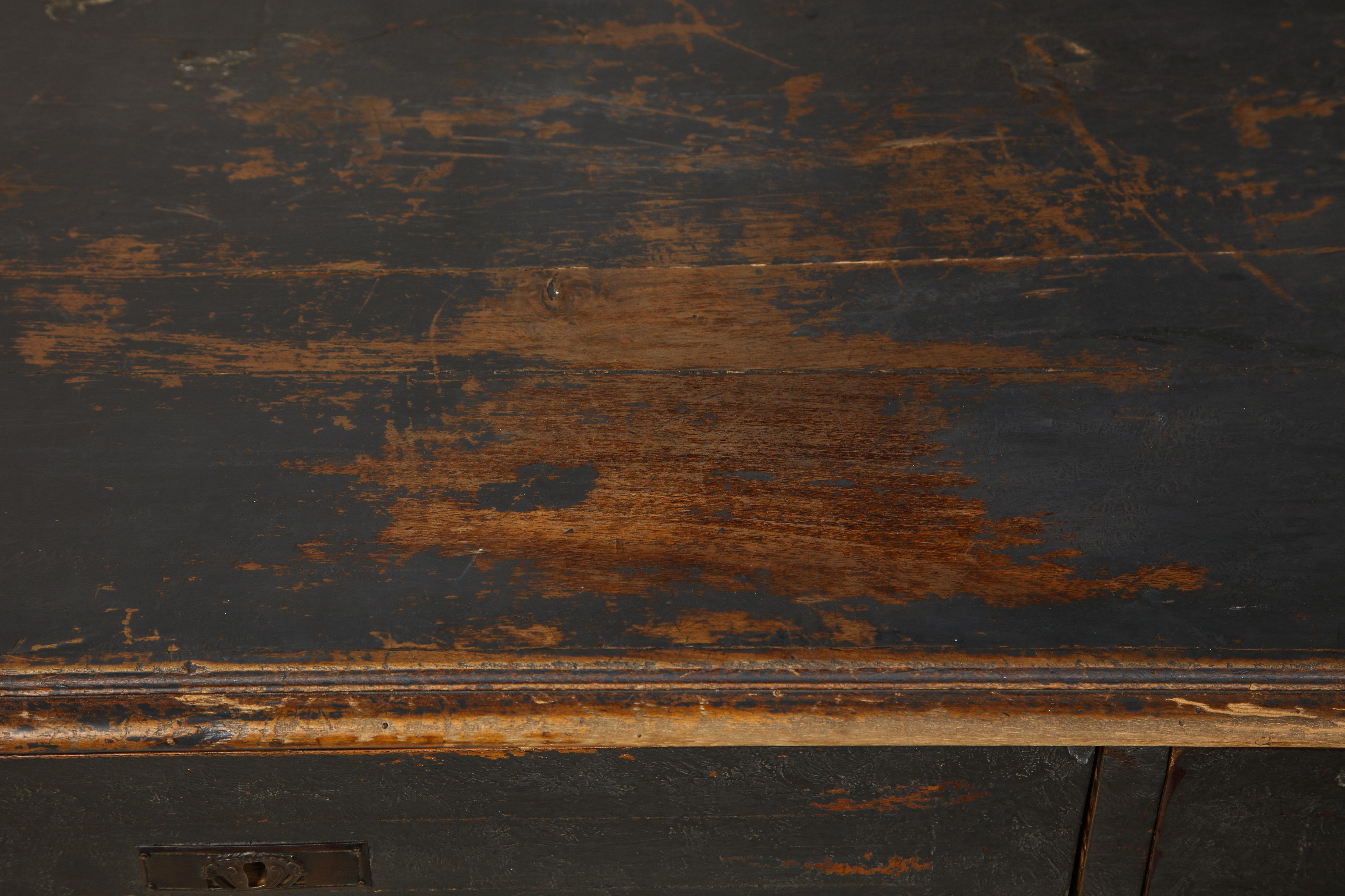 19th Century Belgian Painted Wood Chest of Drawers In Distressed Condition In Chicago, IL