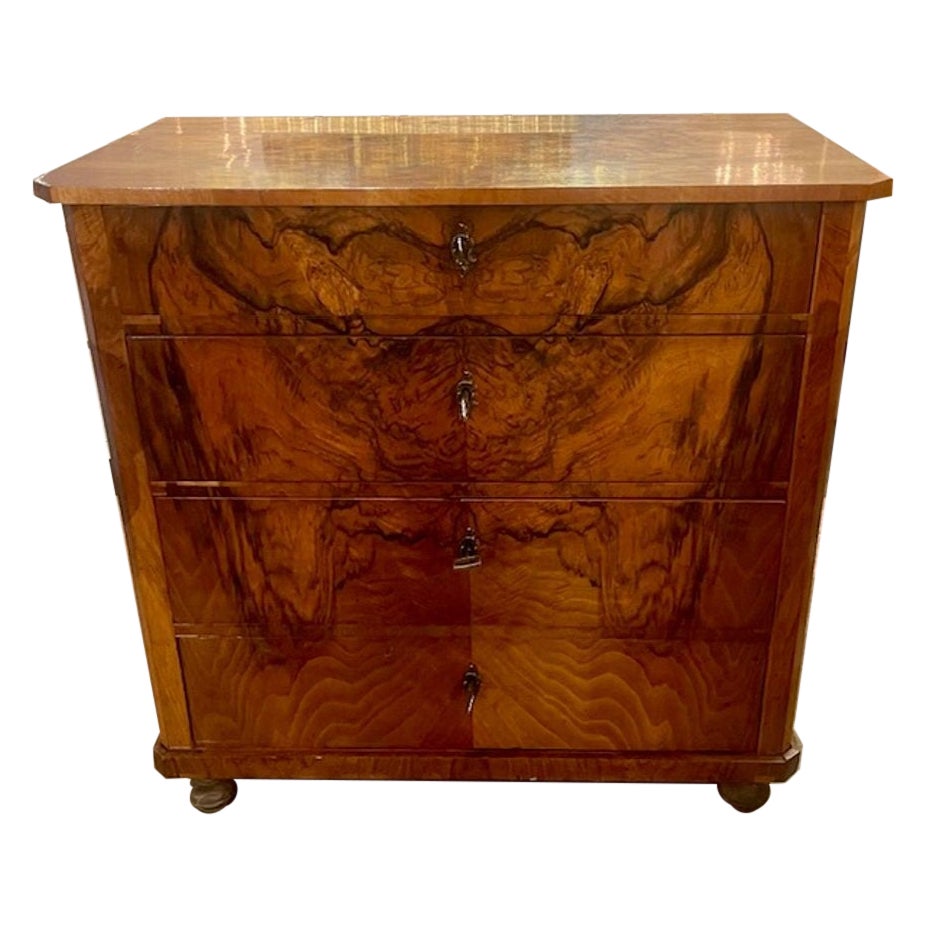 19th c. Biedermeier Black Walnut Chest For Sale