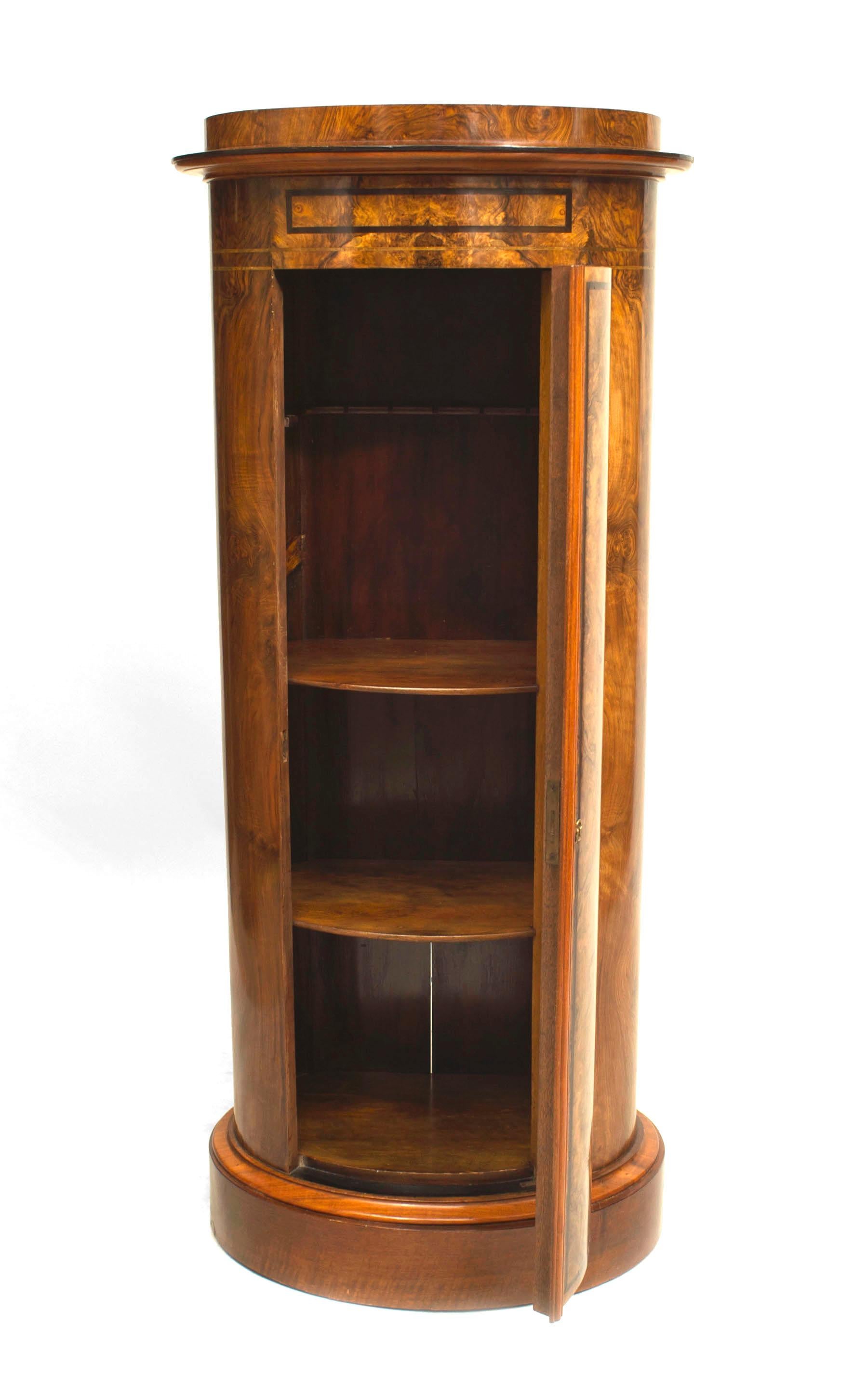 Biedermeier Burl Walnut Pedestal Cabinet In Good Condition For Sale In New York, NY