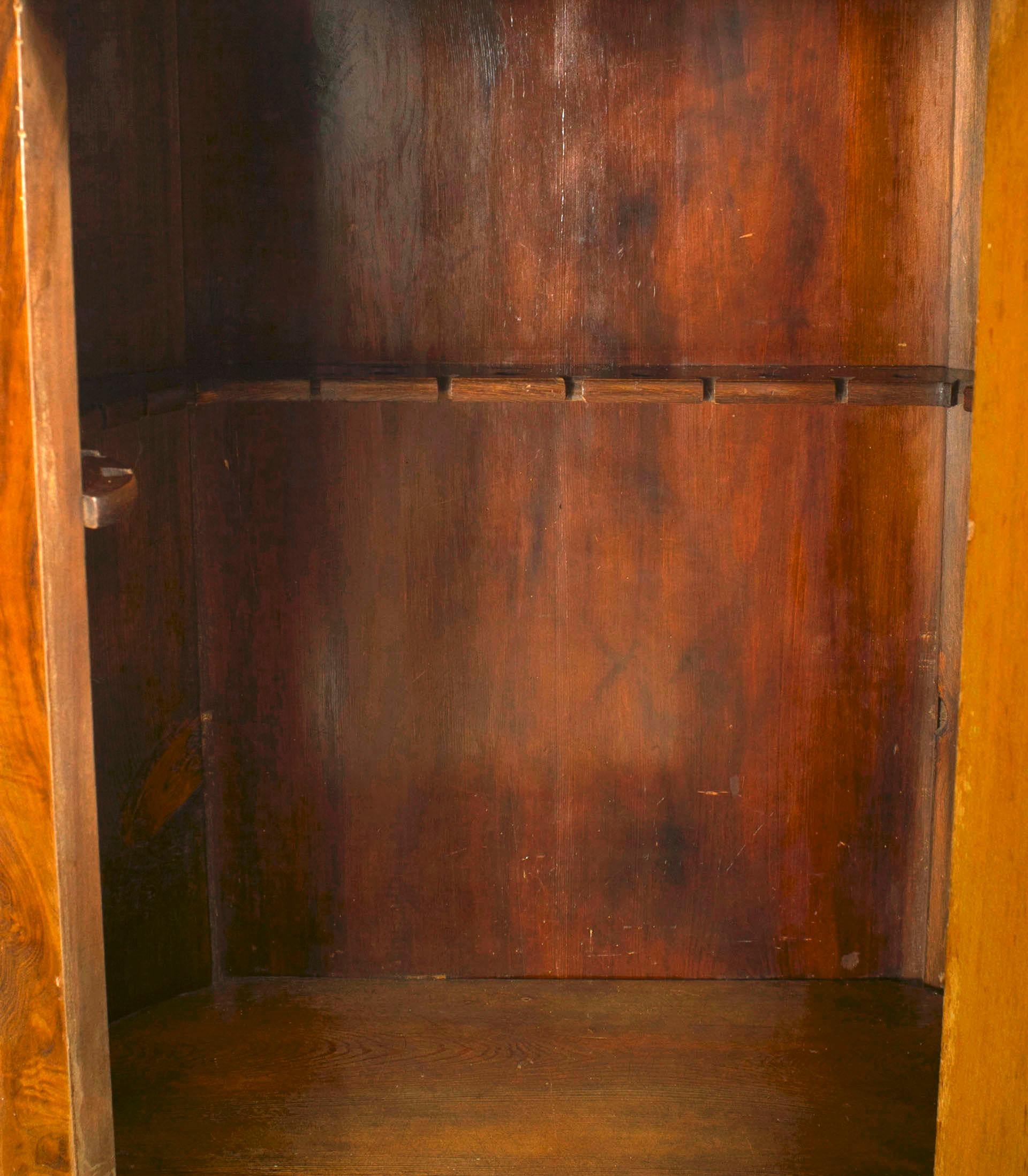 19th Century Biedermeier Burl Walnut Pedestal Cabinet For Sale